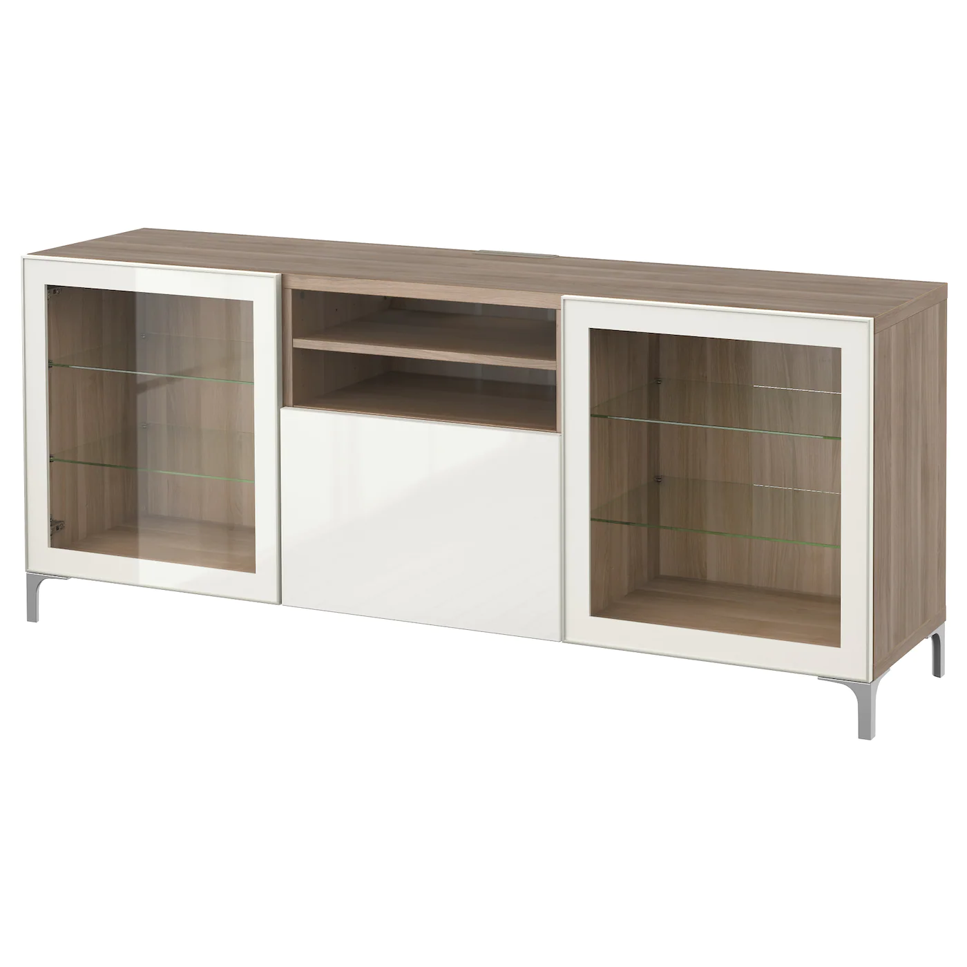 IKEA BESTÅ TV Unit With Drawers Walnut Effect Light Gray/Selsviken High Gloss/white Clear Glass 70 7/8x15 3/4x29 1/8 " Blackbrown/selsviken High Gloss/black Smoked Glass