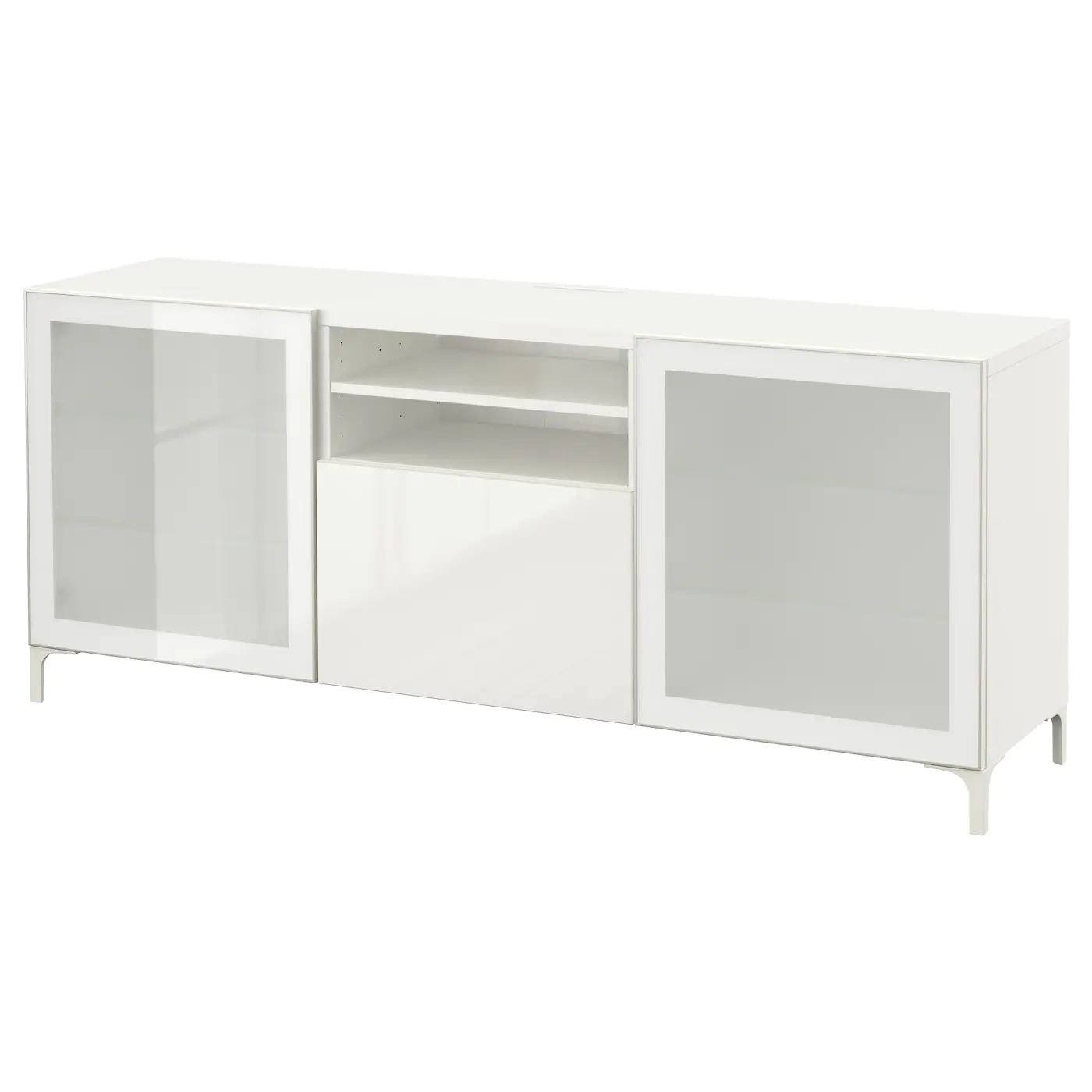 IKEA BESTÅ TV Unit With Drawers White/Selsviken Highgloss/white Frosted Glass 70 7/8x15 3/4x29 1/8 " Blackbrown/hanviken/stubbarp Blackbrown Clear Glass