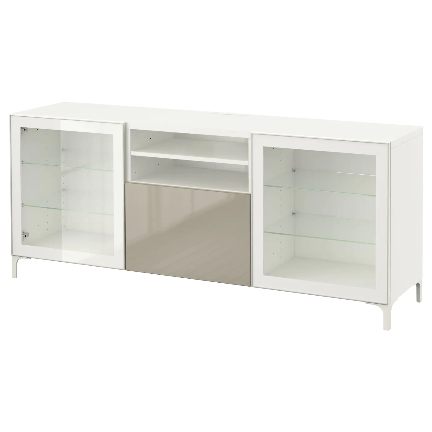IKEA BESTÅ TV Unit With Drawers White/Selsviken/Nannarp High Gloss/beige Clear Glass 70 7/8x16 1/2x29 1/8 " Blackbrown Mörtviken/lappviken/stubbarp Black