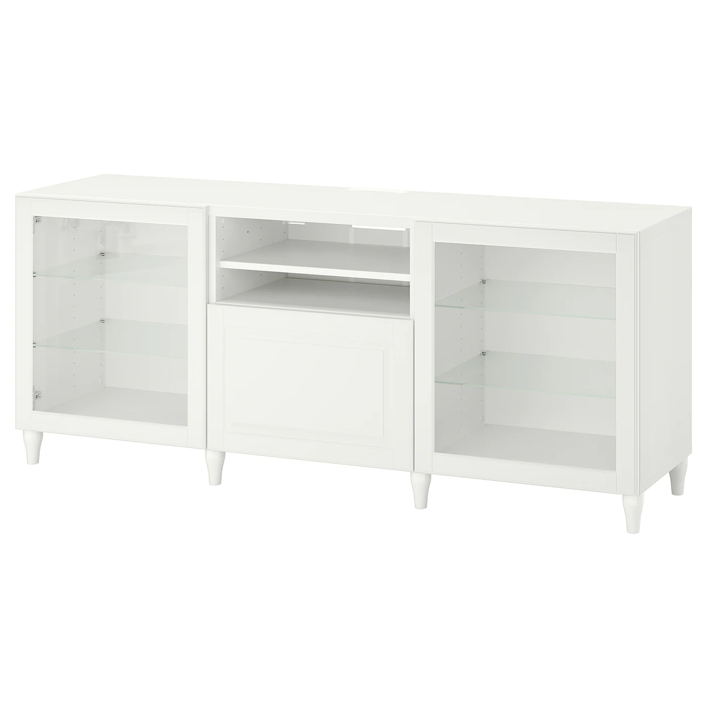 IKEA BESTÅ TV Unit With Drawers White/Smeviken/Kabbarp White Clear Glass 70 7/8x16 1/2x29 1/8 " Blackbrown/lappviken/stubbarp Sindvik