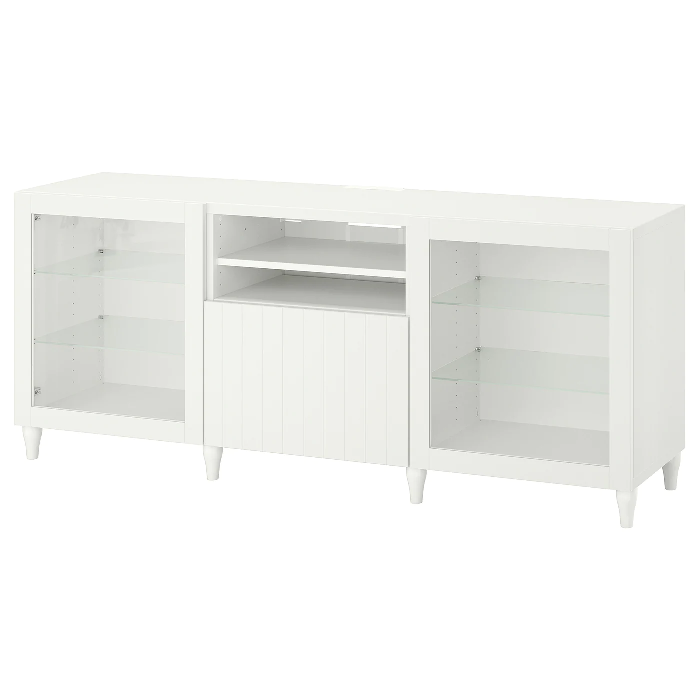 IKEA BESTÅ TV Unit With Drawers White/Sutterviken/Kabbarp White Clear Glass 70 7/8x16 1/2x29 1/8 " Blackbrown/selsviken High Gloss/black Smoked Glass