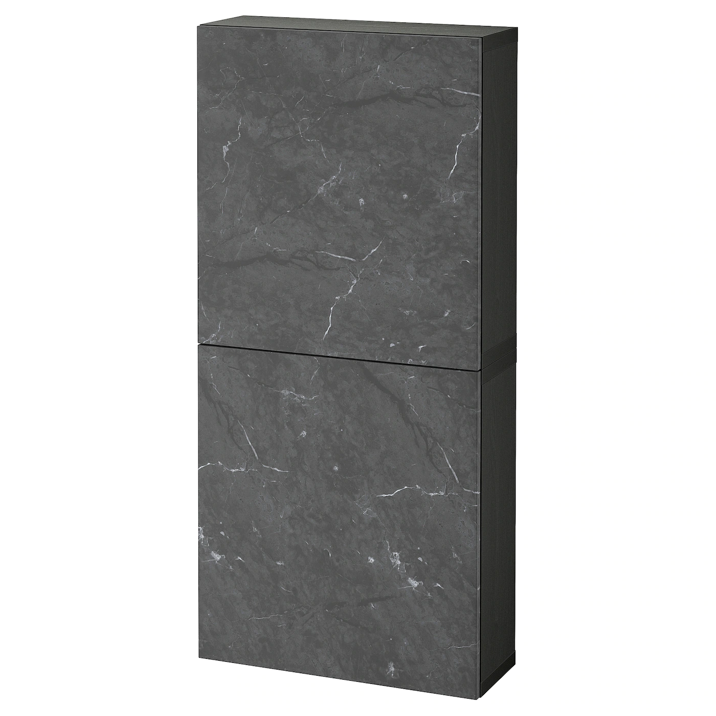 IKEA BESTÅ Wall Cabinet With 2 Doors Blackbrown Bergsviken/black Marble Effect 23 5/8x8 5/8x50 3/8 "