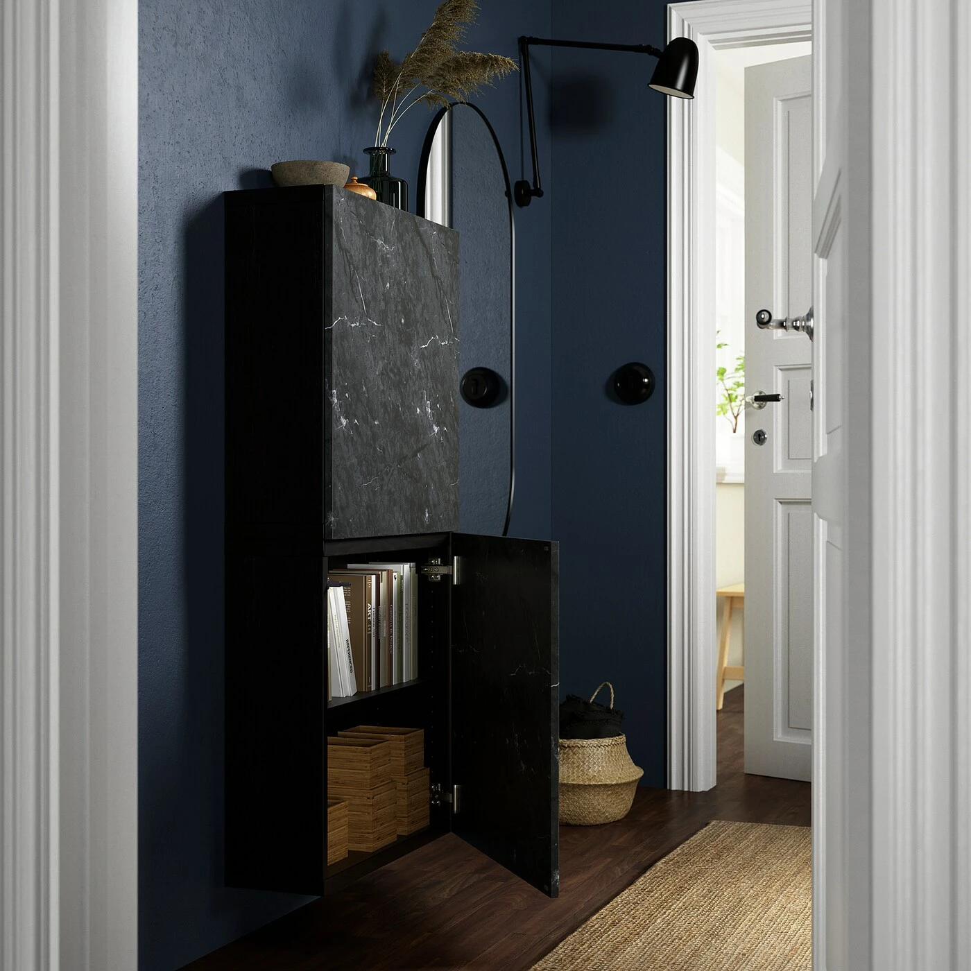 IKEA BESTÅ Wall Cabinet With 2 Doors Blackbrown Bergsviken/black Marble Effect 23 5/8x8 5/8x50 3/8 " 4 IKEA BESTÅ Wall Cabinet With 2 Doors Blackbrown Bergsviken/black Marble Effect 23 5/8x8 5/8x50 3/8 " - Image 2