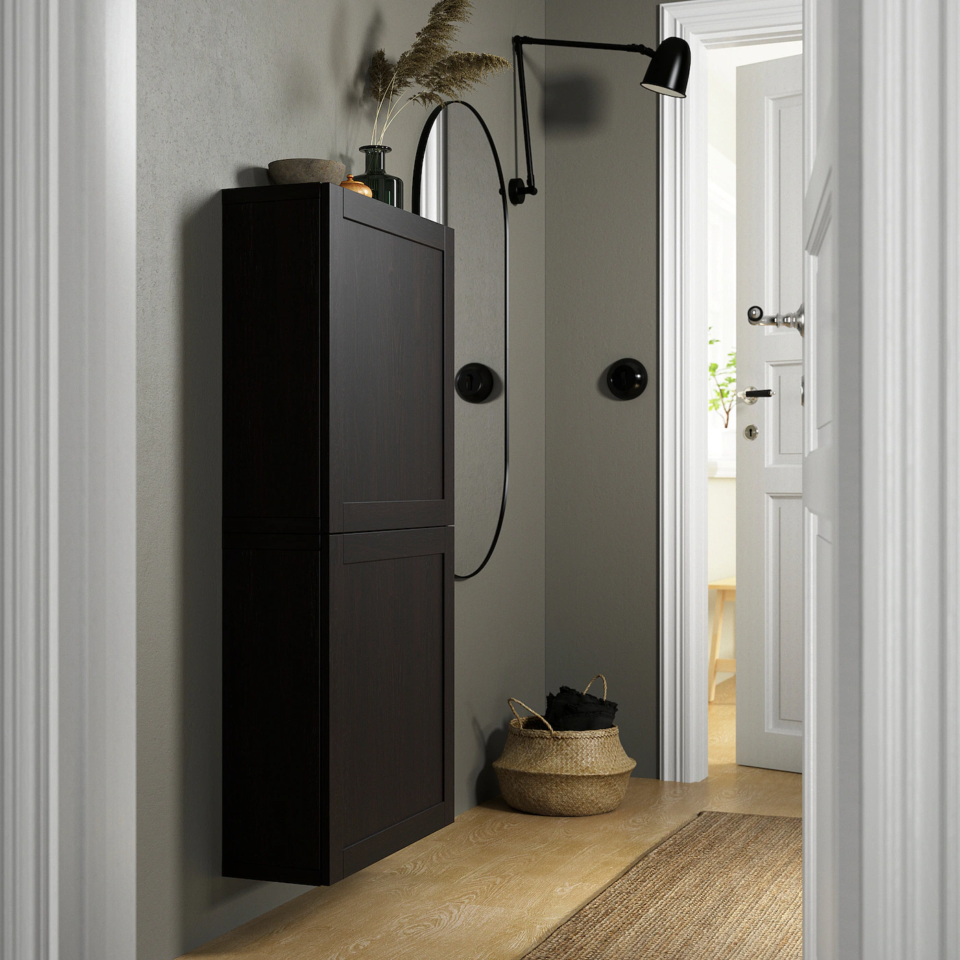 IKEA BESTÅ Wall Cabinet With 2 Doors Blackbrown/Hanviken Blackbrown 23 5/8x8 5/8x50 3/8 " 5 IKEA BESTÅ Wall Cabinet With 2 Doors Blackbrown/Hanviken Blackbrown 23 5/8x8 5/8x50 3/8 " - Image 3