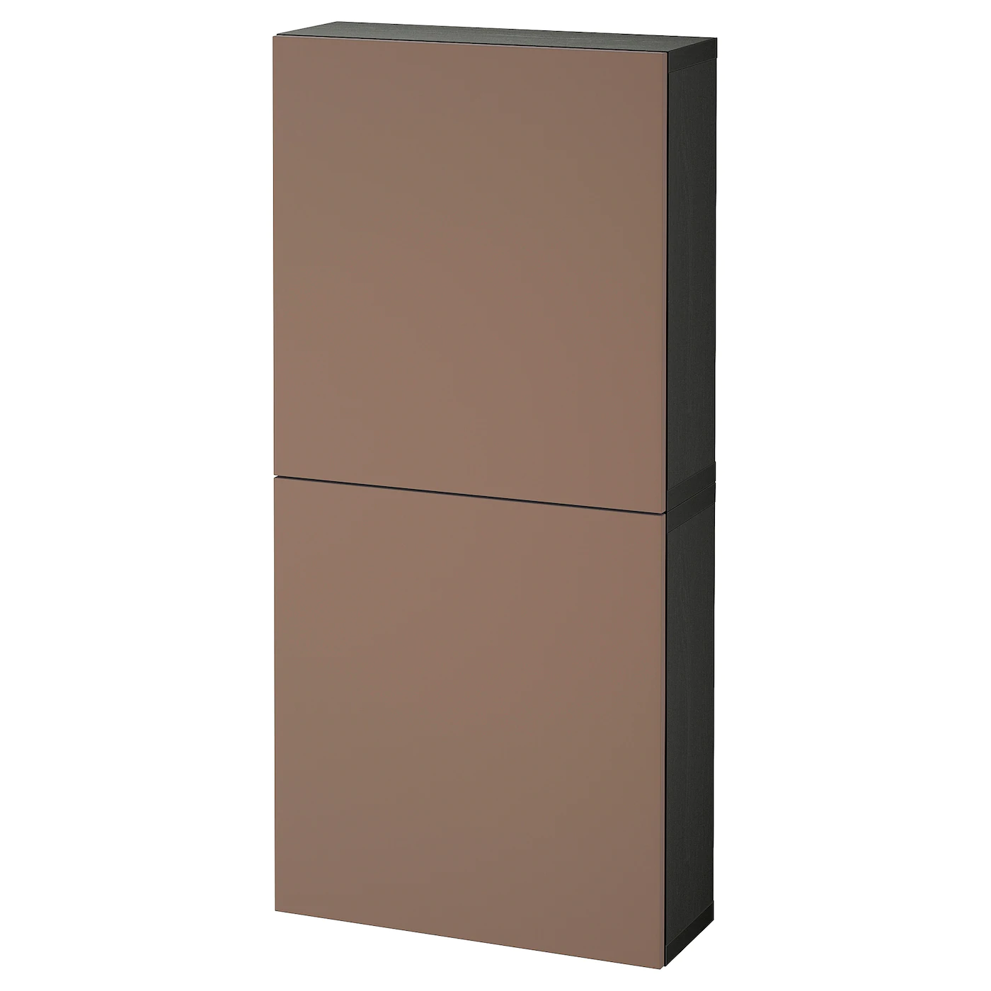 IKEA BESTÅ Wall Cabinet With 2 Doors Blackbrown/Lappviken Light Graybrown 23 5/8x8 5/8x50 3/8 " Blackbrown Kallviken/dark Gray Concrete Effect