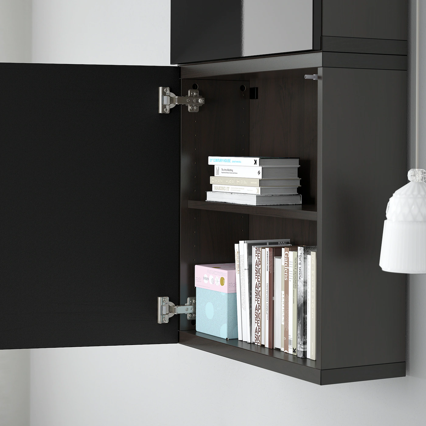 IKEA BESTÅ Wall Cabinet With 2 Doors Blackbrown/Selsviken Highgloss/black 23 5/8x8 5/8x50 3/8 " Blackbrown/lappviken Blackbrown 7 IKEA BESTÅ Wall Cabinet With 2 Doors Blackbrown/Selsviken Highgloss/black 23 5/8x8 5/8x50 3/8 " Blackbrown/lappviken Blackbrown - Image 5