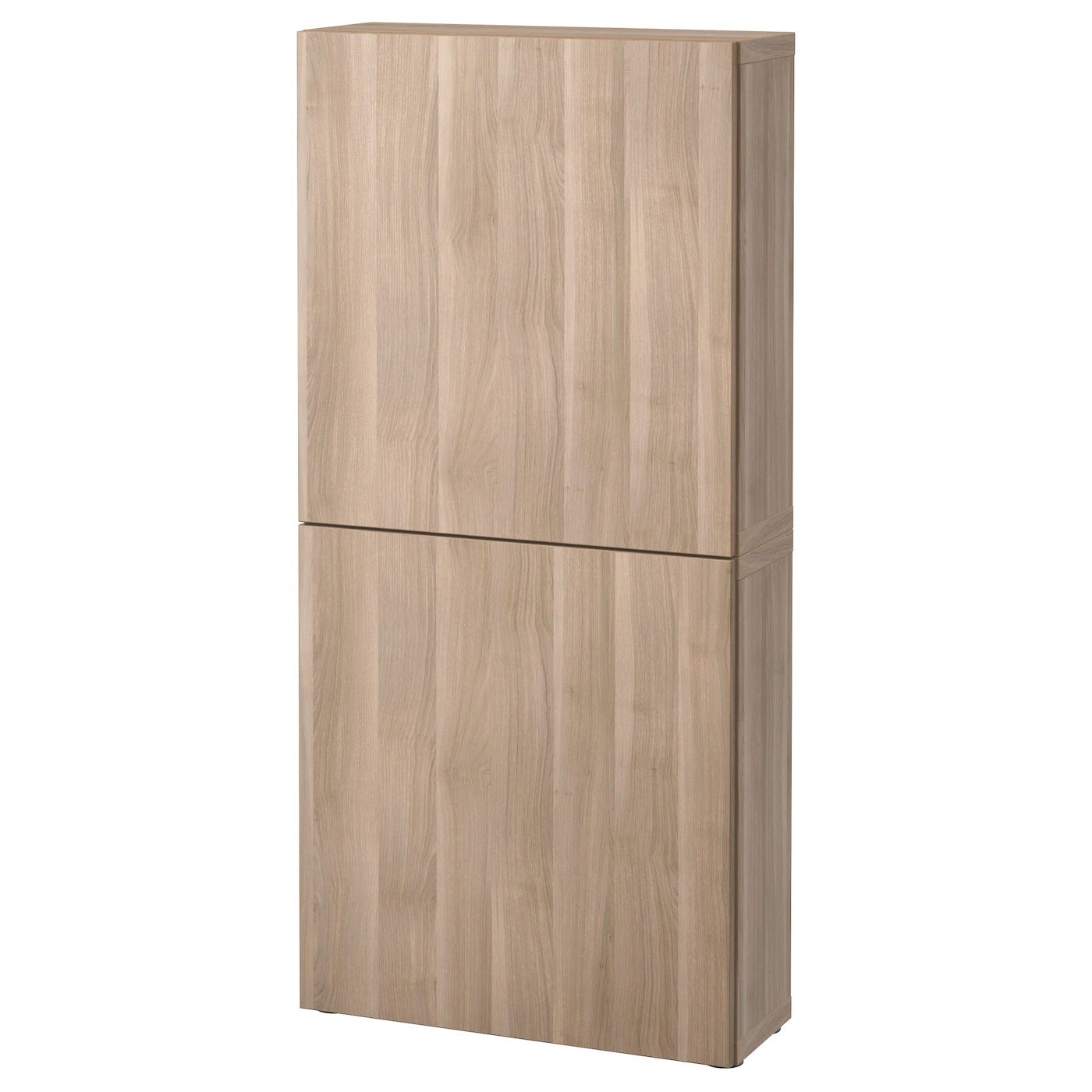 IKEA BESTÅ Wall Cabinet With 2 Doors Walnut Effect Light Gray/Lappviken Walnut Effect Light Gray 23 5/8x8 5/8x50 3/8 " Blackbrown Hedeviken/dark Brown Stained Oak Veneer