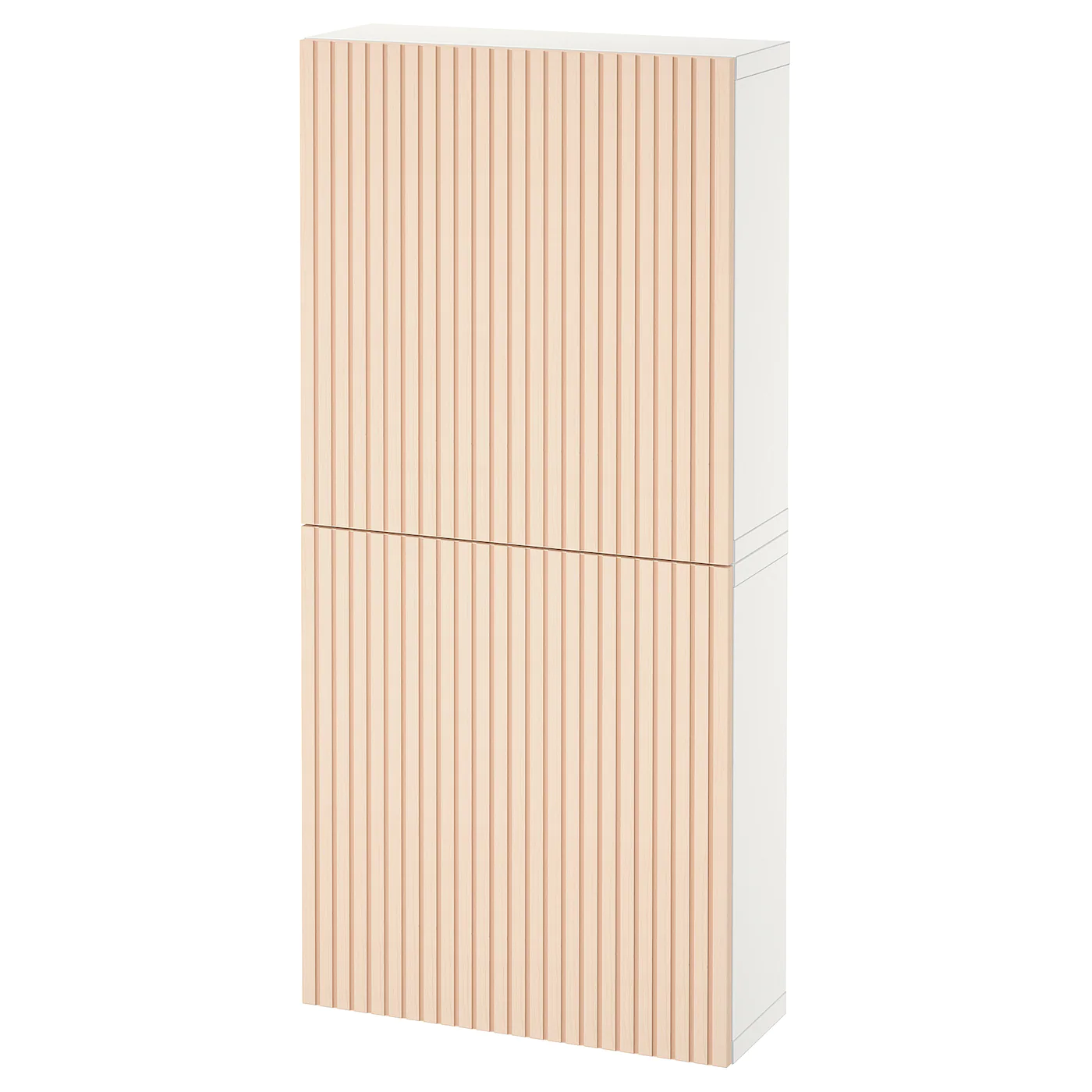 IKEA BESTÅ Wall Cabinet With 2 Doors White/Björköviken Birch Veneer 23 5/8x8 5/8x50 3/8 " Blackbrown/hedeviken Oak Veneer