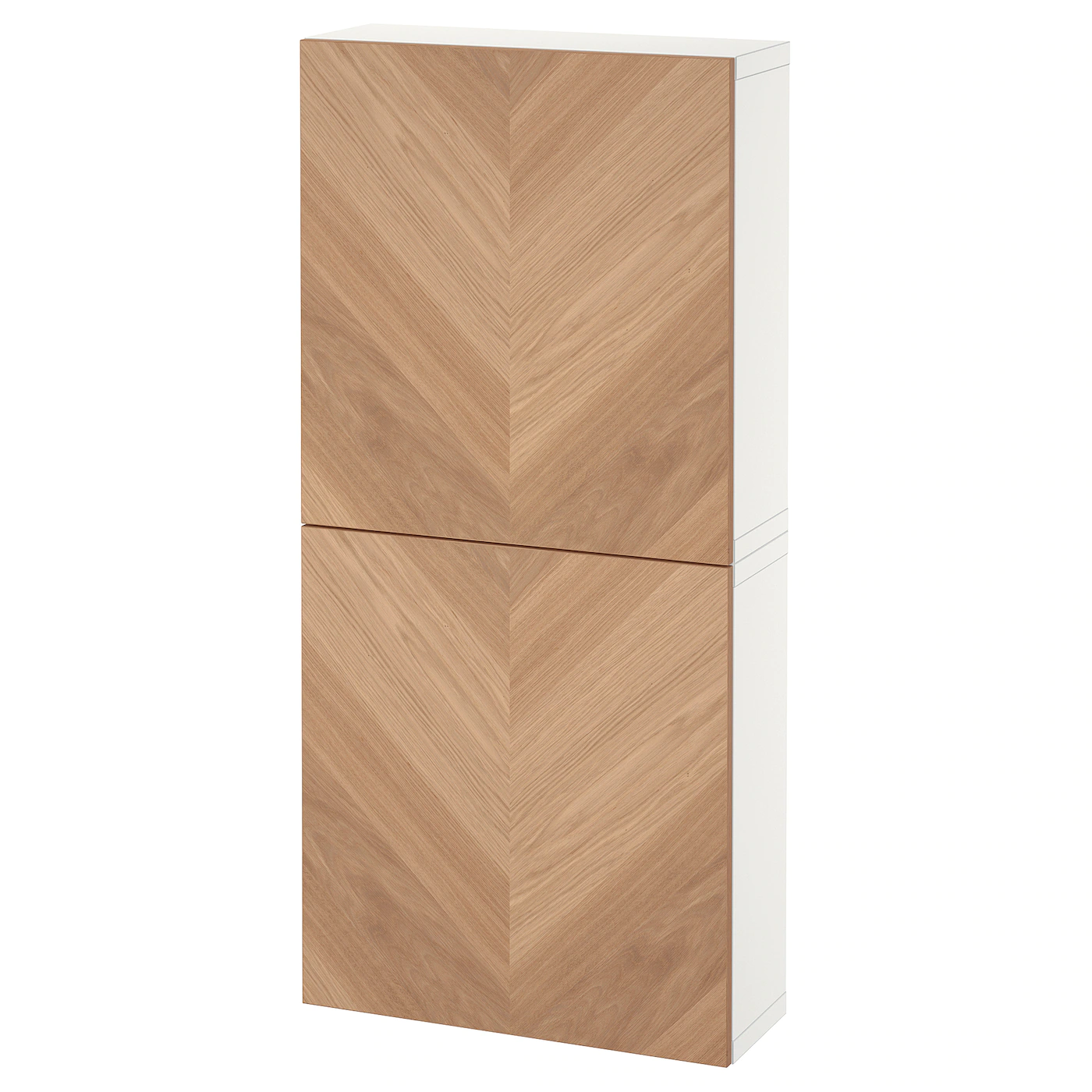 IKEA BESTÅ Wall Cabinet With 2 Doors White/Hedeviken Oak Veneer 23 5/8x8 5/8x50 3/8 " Blackbrown/lappviken Blackbrown