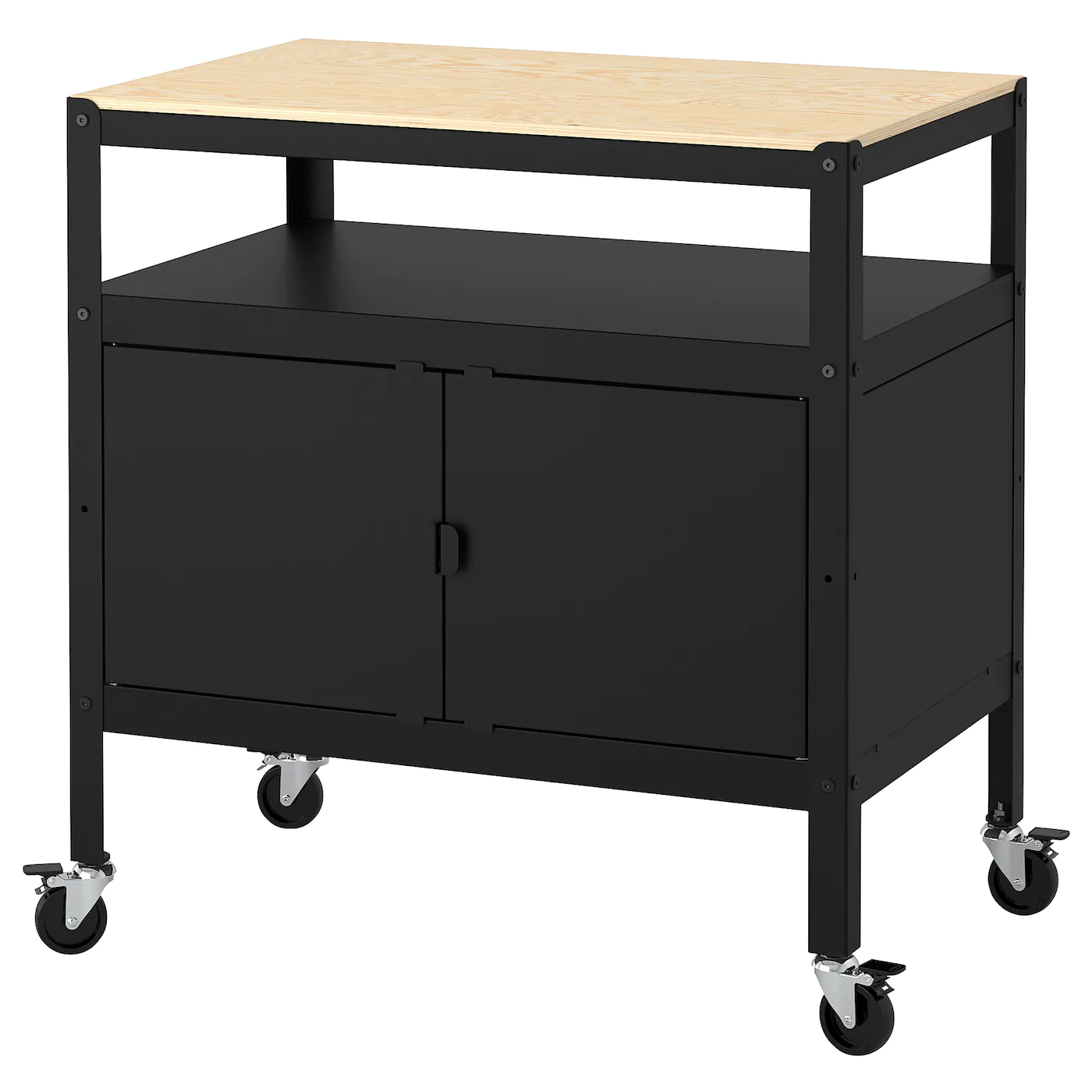 IKEA BROR Cart With Closed Storage Black/wood