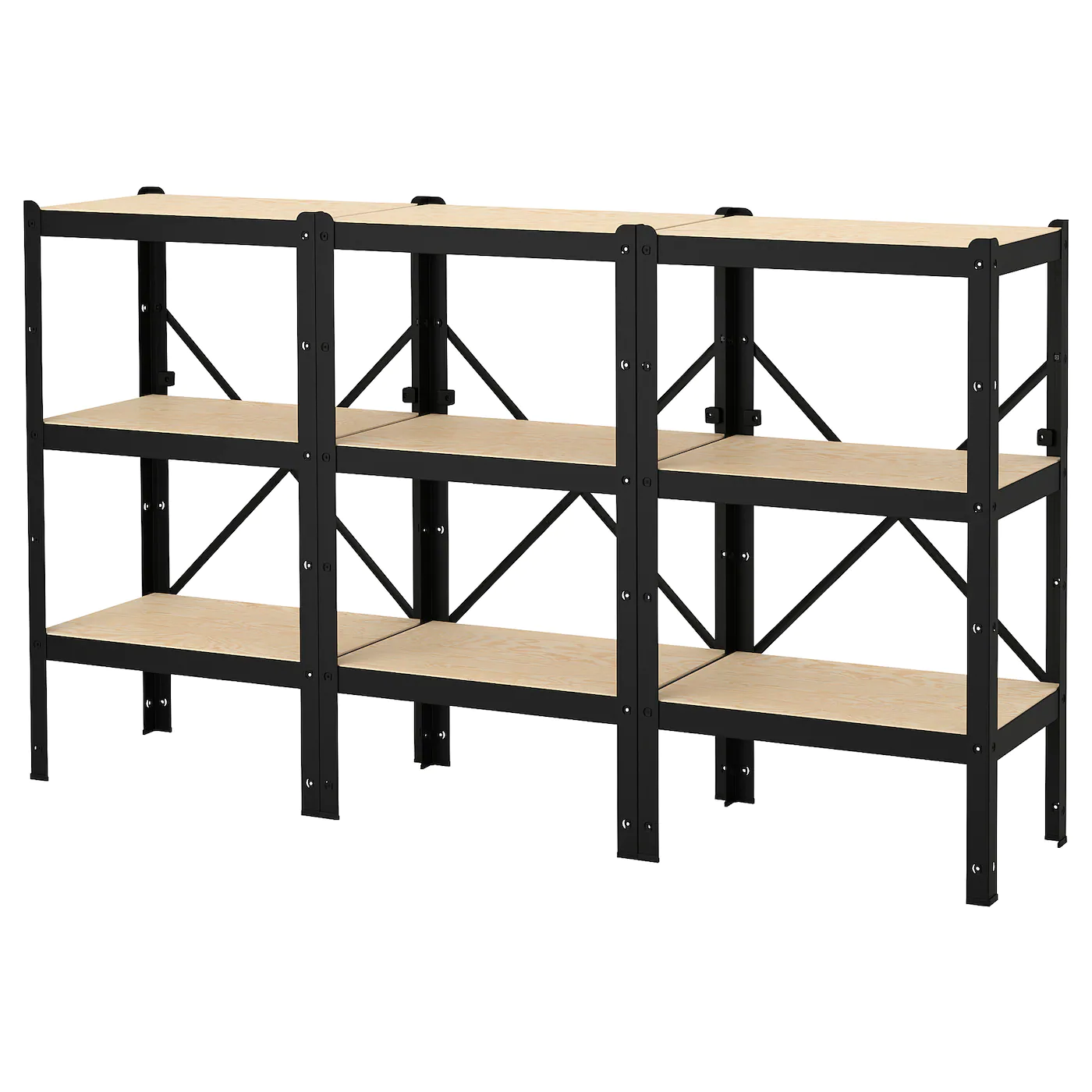IKEA BROR Shelving Unit Black/wood 76 3/8x15 3/4x43 1/4 "