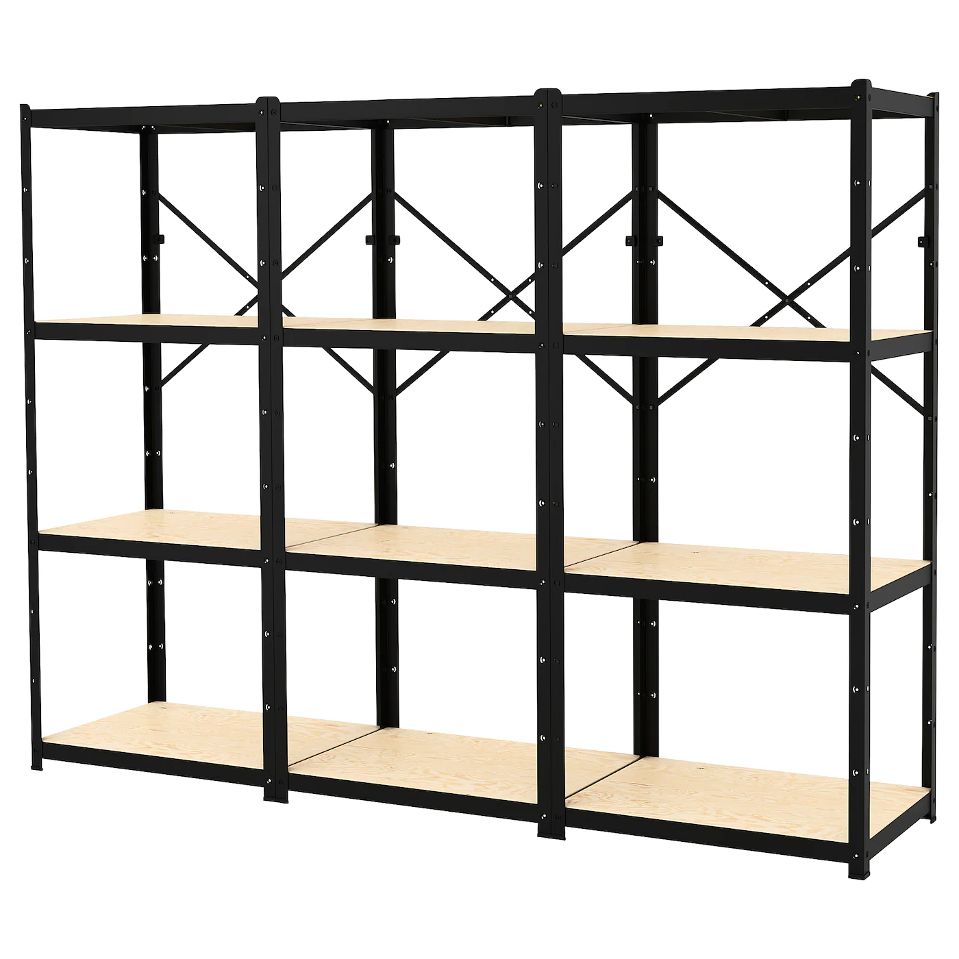 IKEA BROR Shelving Unit Black/wood 100x21 5/8x74 3/4 "