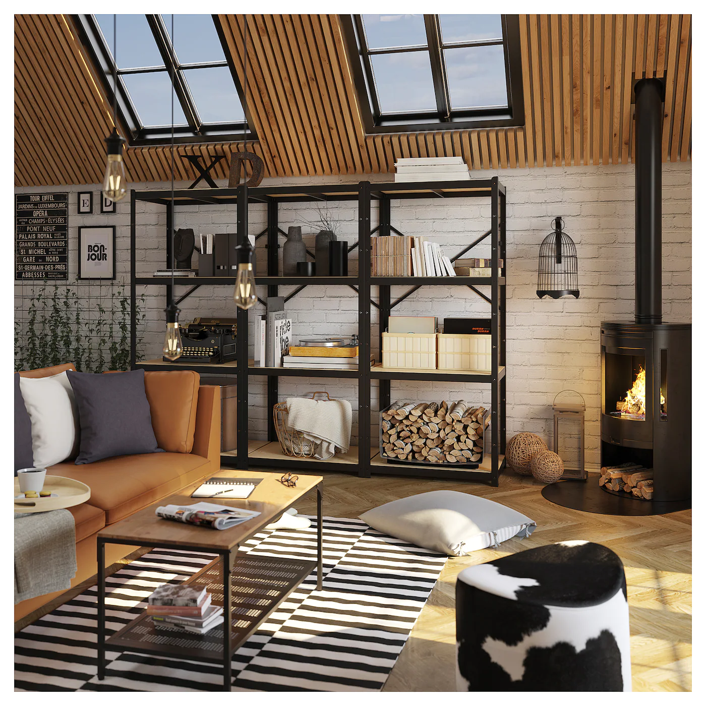 IKEA BROR Shelving Unit Black/wood 100x21 5/8x74 3/4 " 6 IKEA BROR Shelving Unit Black/wood 100x21 5/8x74 3/4 " - Image 4