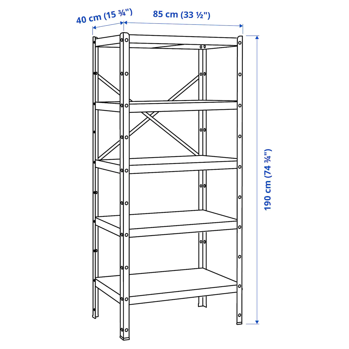 IKEA BROR Shelving Unit White 33 1/2x15 3/4x74 3/4 " 5 IKEA BROR Shelving Unit White 33 1/2x15 3/4x74 3/4 " - Image 3