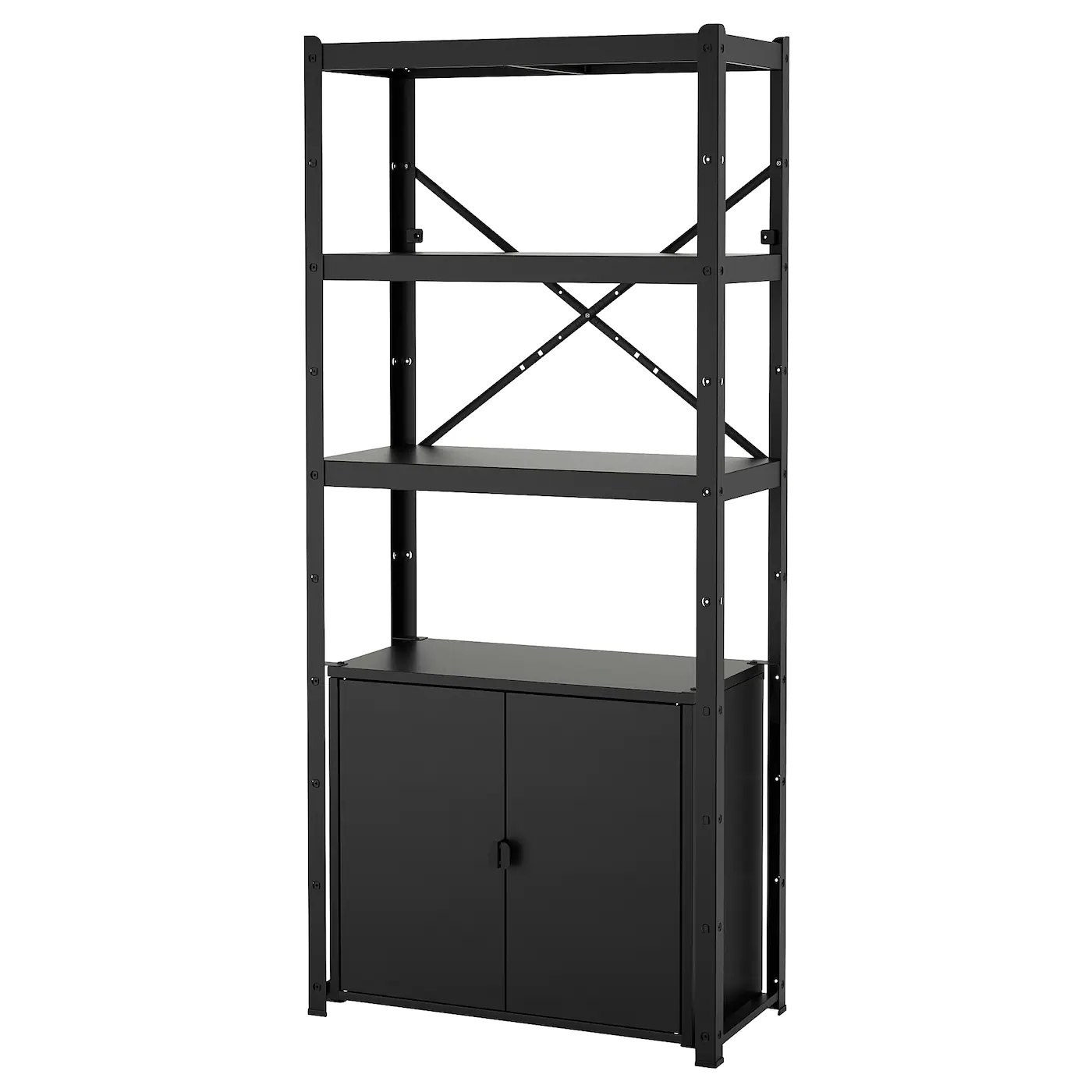 IKEA BROR Shelving Unit With Cabinet Black 33 1/2x15 3/4x74 3/4 " 1 IKEA BROR Shelving Unit With Cabinet Black 33 1/2x15 3/4x74 3/4 " -Ikea Storage solution systems Sales bror shelving unit with cabinet black 0684186 pe721047 s5