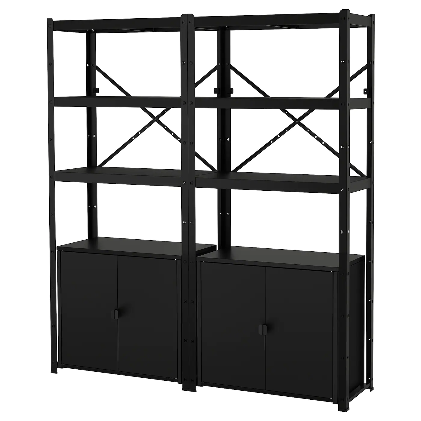 IKEA BROR Shelving Unit With Cabinets Black 66 7/8x15 3/4x74 3/4 "