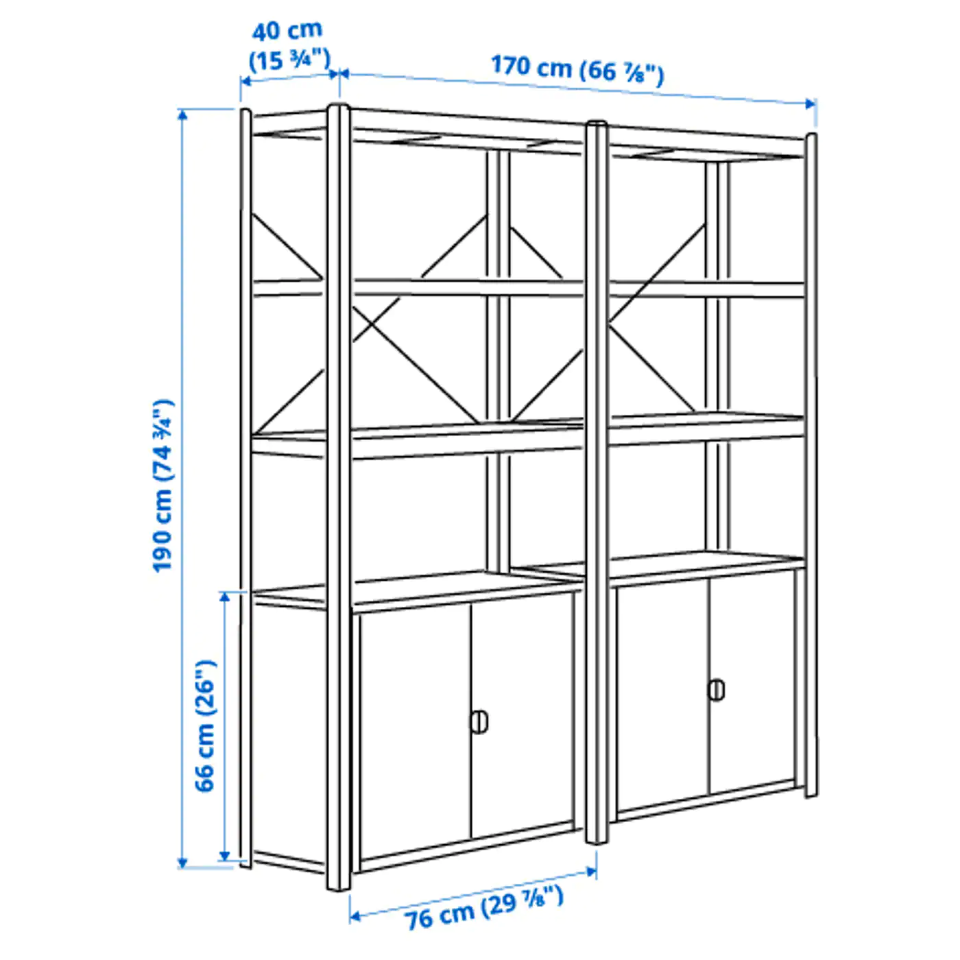 IKEA BROR Shelving Unit With Cabinets White 66 7/8x15 3/4x74 3/4 " 6 IKEA BROR Shelving Unit With Cabinets White 66 7/8x15 3/4x74 3/4 " - Image 4
