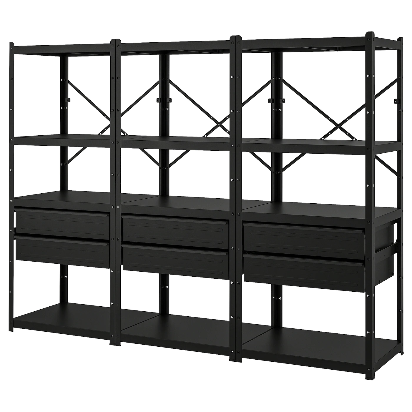 IKEA BROR Shelving Unit With Drawers/shelves Black 100x21 5/8x74 3/4 " -Ikea Storage solution systems Sales bror shelving unit with drawers shelves black 1042708 pe841545 s5