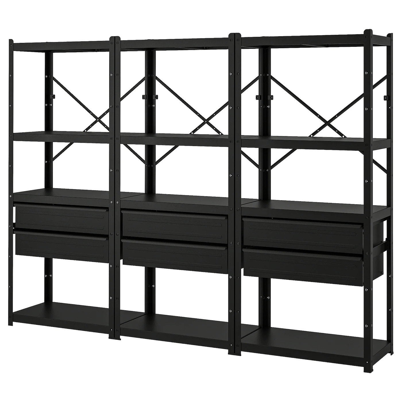 IKEA BROR Shelving Unit With Drawers/shelves Black 100x15 3/4x74 3/4 " 1 IKEA BROR Shelving Unit With Drawers/shelves Black 100x15 3/4x74 3/4 " -Ikea Storage solution systems Sales bror shelving unit with drawers shelves black 1074150 pe856100 s5