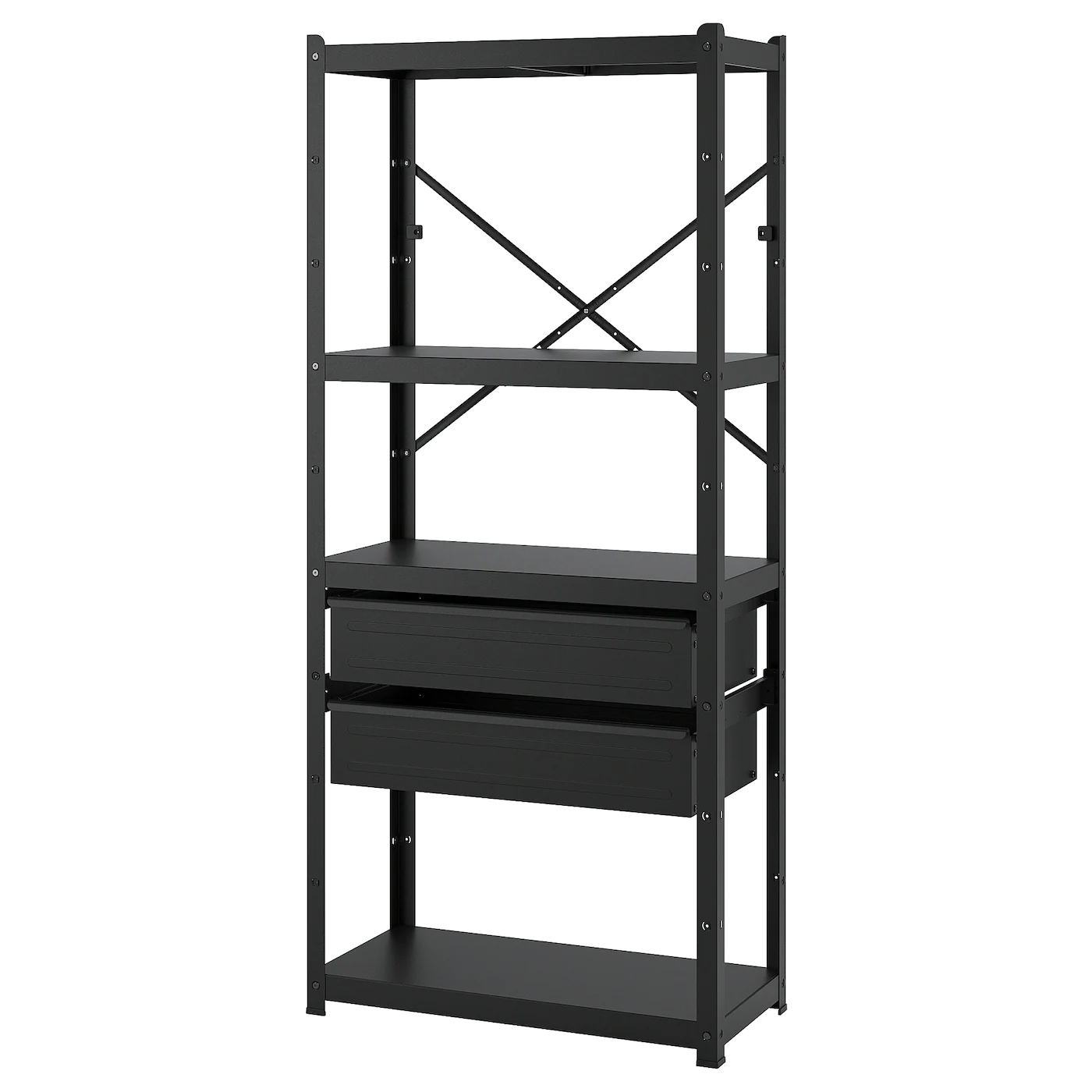 IKEA BROR Shelving Unit With Drawers/shelves Black 33 1/2x15 3/4x74 3/4 " 1 IKEA BROR Shelving Unit With Drawers/shelves Black 33 1/2x15 3/4x74 3/4 " -Ikea Storage solution systems Sales bror shelving unit with drawers shelves black 1133074 pe878487 s5