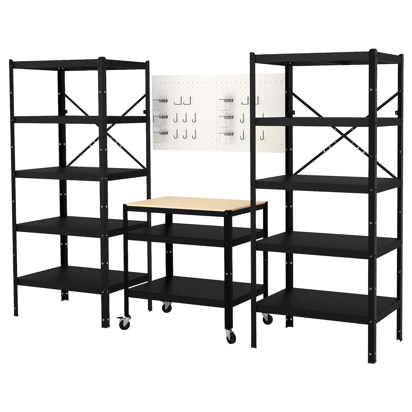 IKEA BROR Storage Combo With Shelves+cart 100 3/8x21 1/4x74 3/4 " -Ikea Storage solution systems Sales bror storage combo with shelves cart 0618255 pe688437 s5