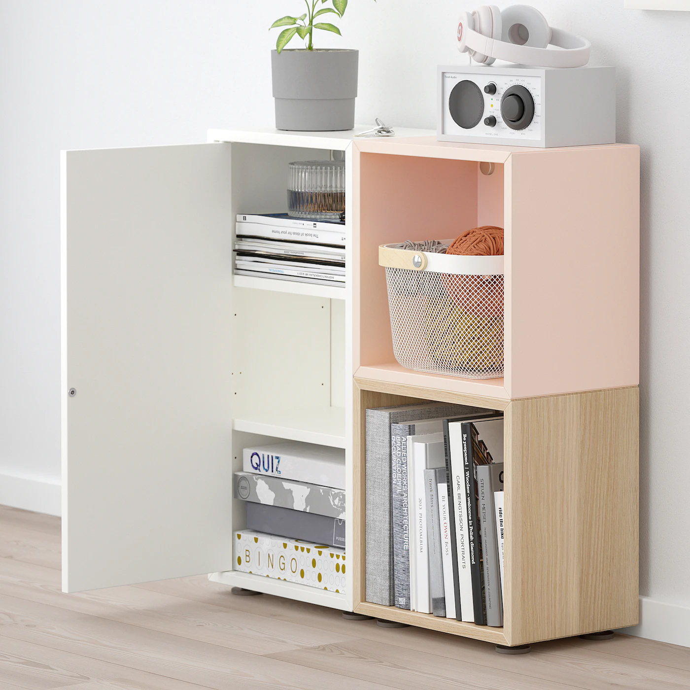 IKEA EKET Storage Combination With Feet White/pale Pink/white Stained Oak Effect 27 1/2x9 7/8x28 3/8 " 5 IKEA EKET Storage Combination With Feet White/pale Pink/white Stained Oak Effect 27 1/2x9 7/8x28 3/8 " - Image 3