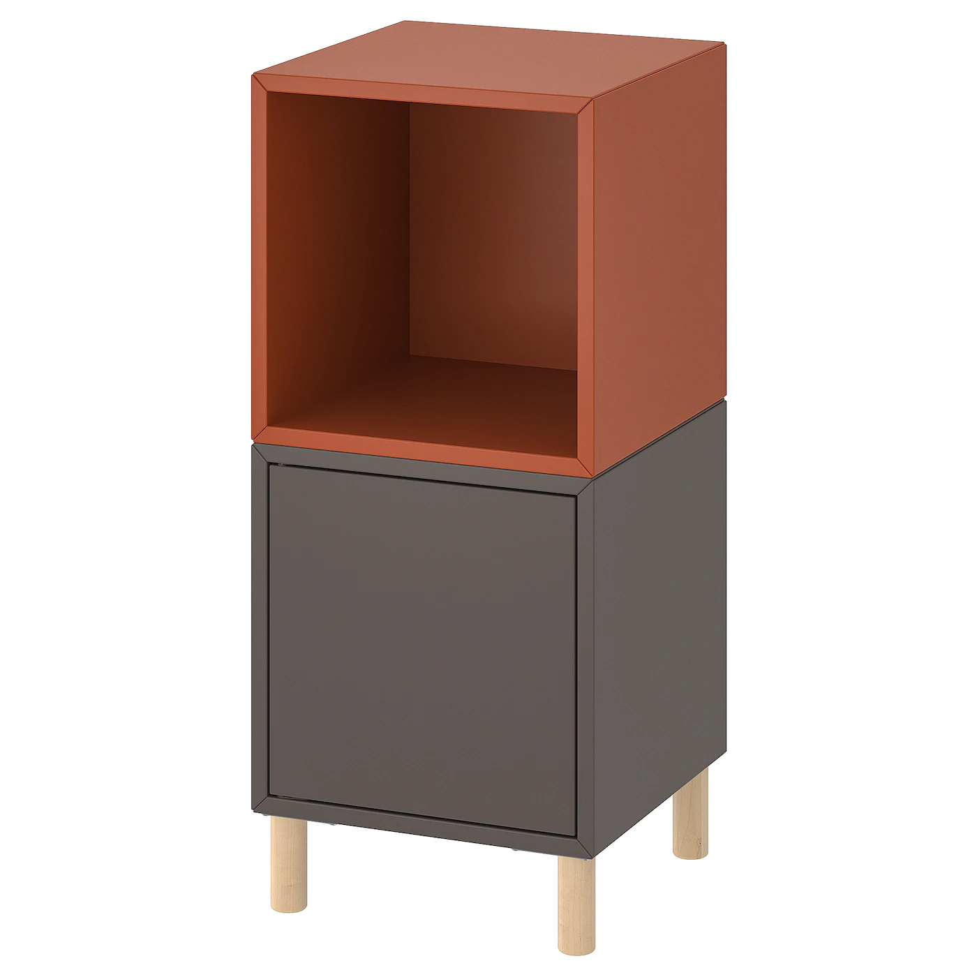 IKEA EKET Storage Combination With Legs Dark Gray Redbrown/wood 13 3/4x13 3/4x31 1/2 "