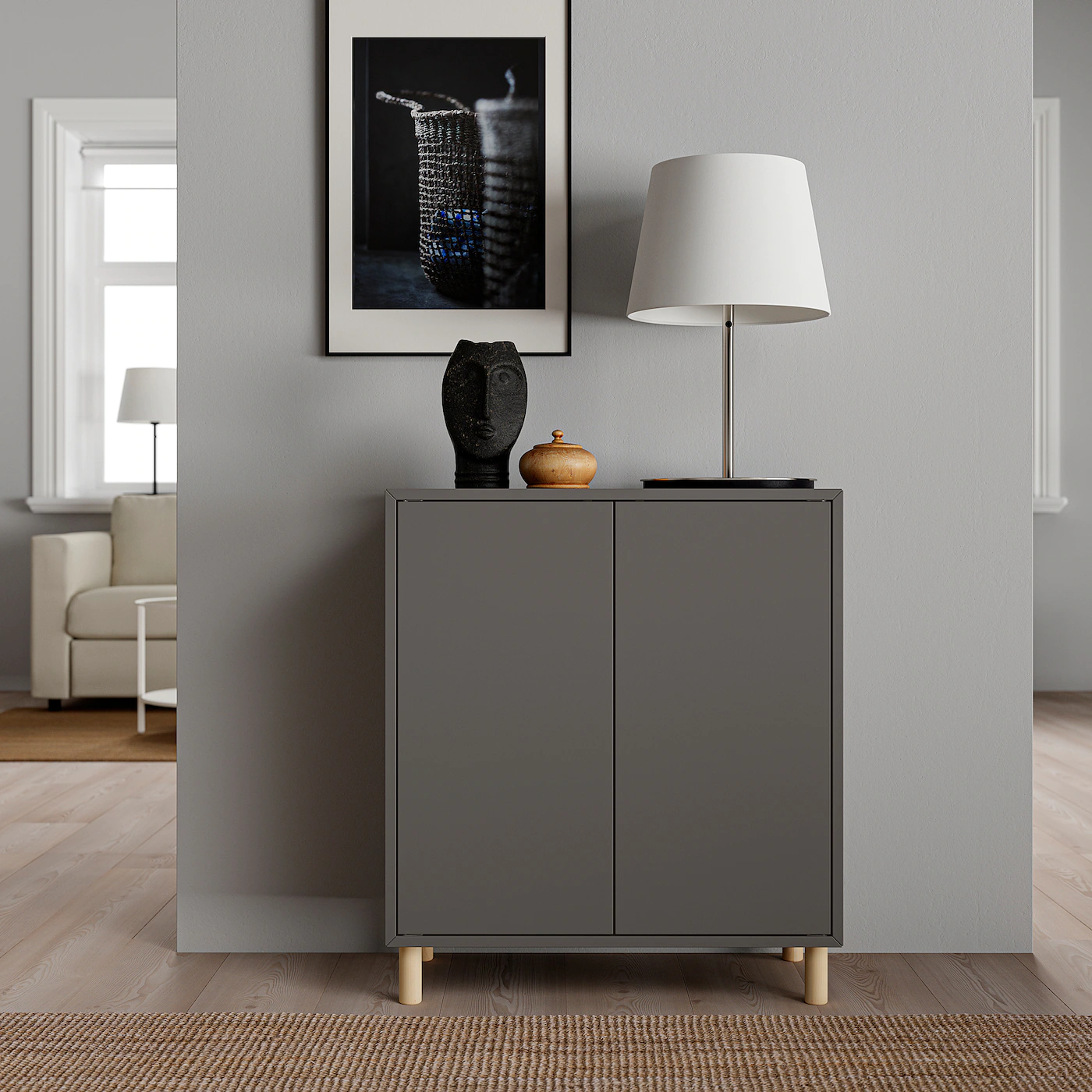 IKEA EKET Storage Combination With Legs Dark Gray/wood 27 1/2x13 3/4x31 1/2 " 5 IKEA EKET Storage Combination With Legs Dark Gray/wood 27 1/2x13 3/4x31 1/2 " - Image 3