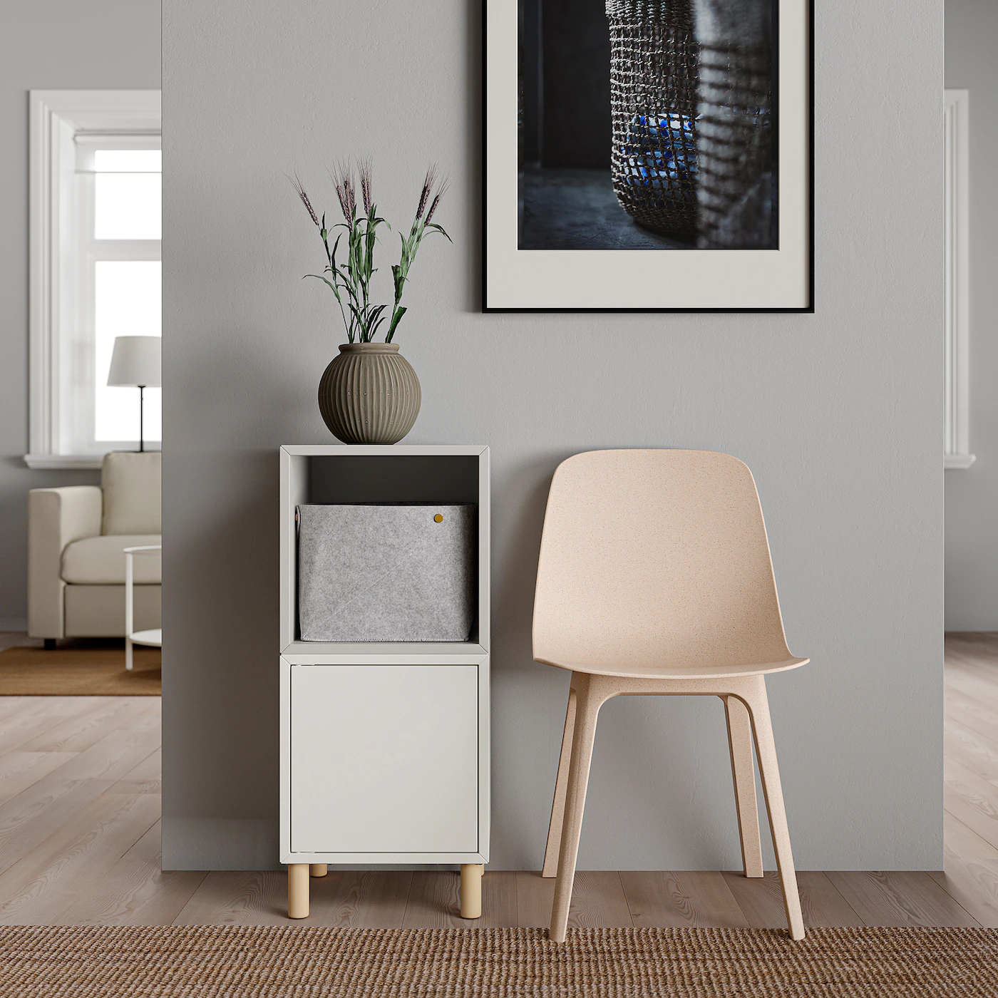 IKEA EKET Storage Combination With Legs White Light Gray/wood 13 3/4x13 3/4x31 1/2 " 5 IKEA EKET Storage Combination With Legs White Light Gray/wood 13 3/4x13 3/4x31 1/2 " - Image 3