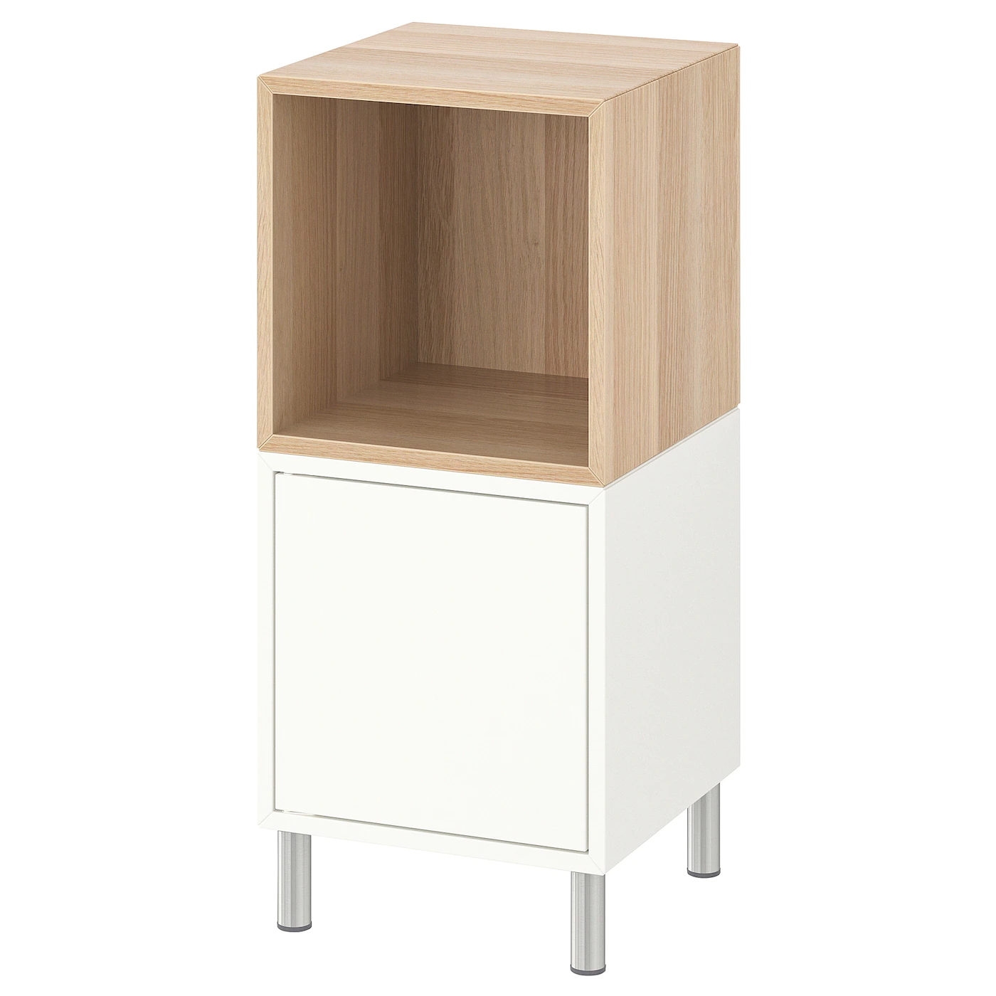 IKEA EKET Storage Combination With Legs White/white Stained Oak Effect 13 3/4x13 3/4x31 1/2 " Dark Gray/light Gray