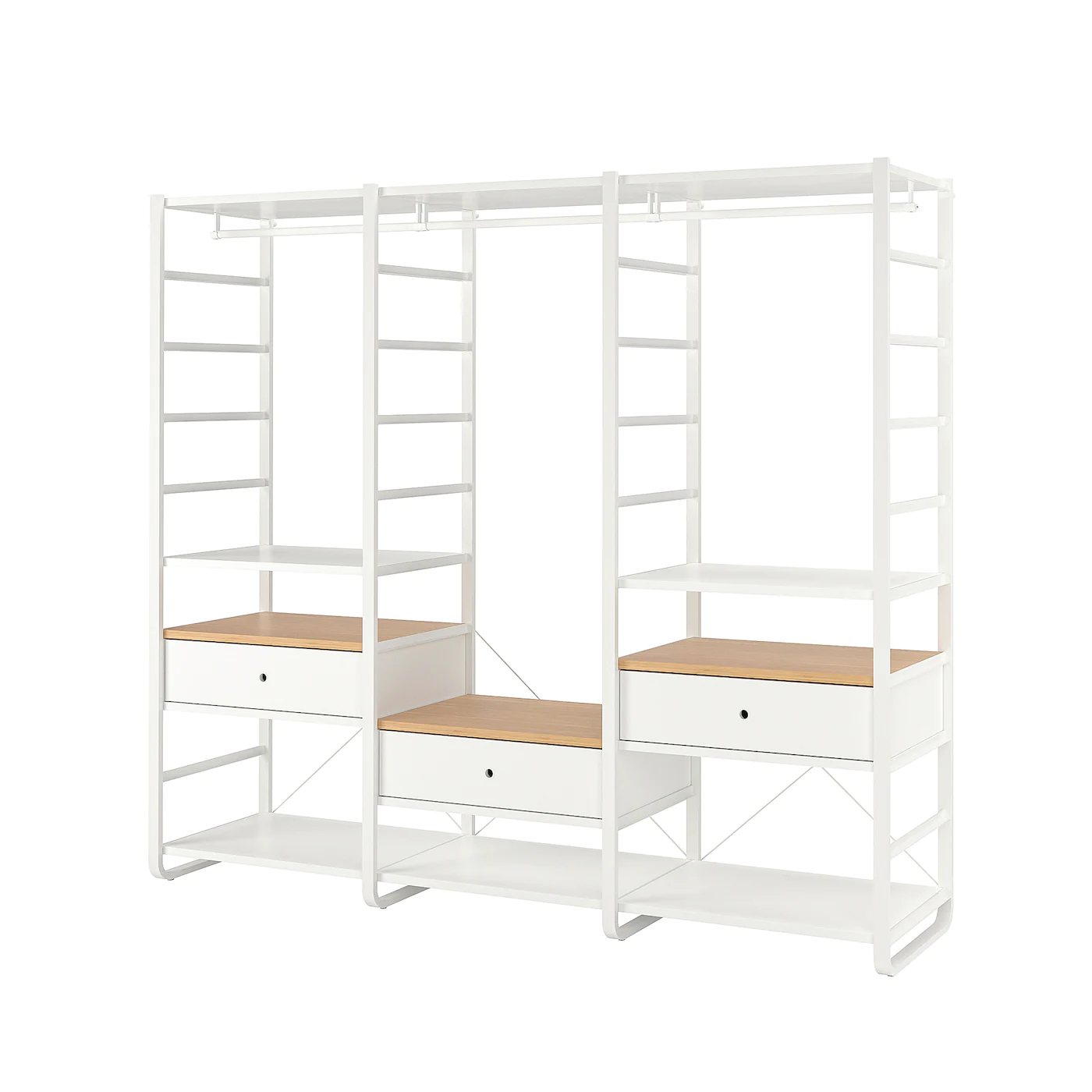 IKEA ELVARLI Wardrobe Combination White/bamboo 96 1/2x21 5/8x85 "