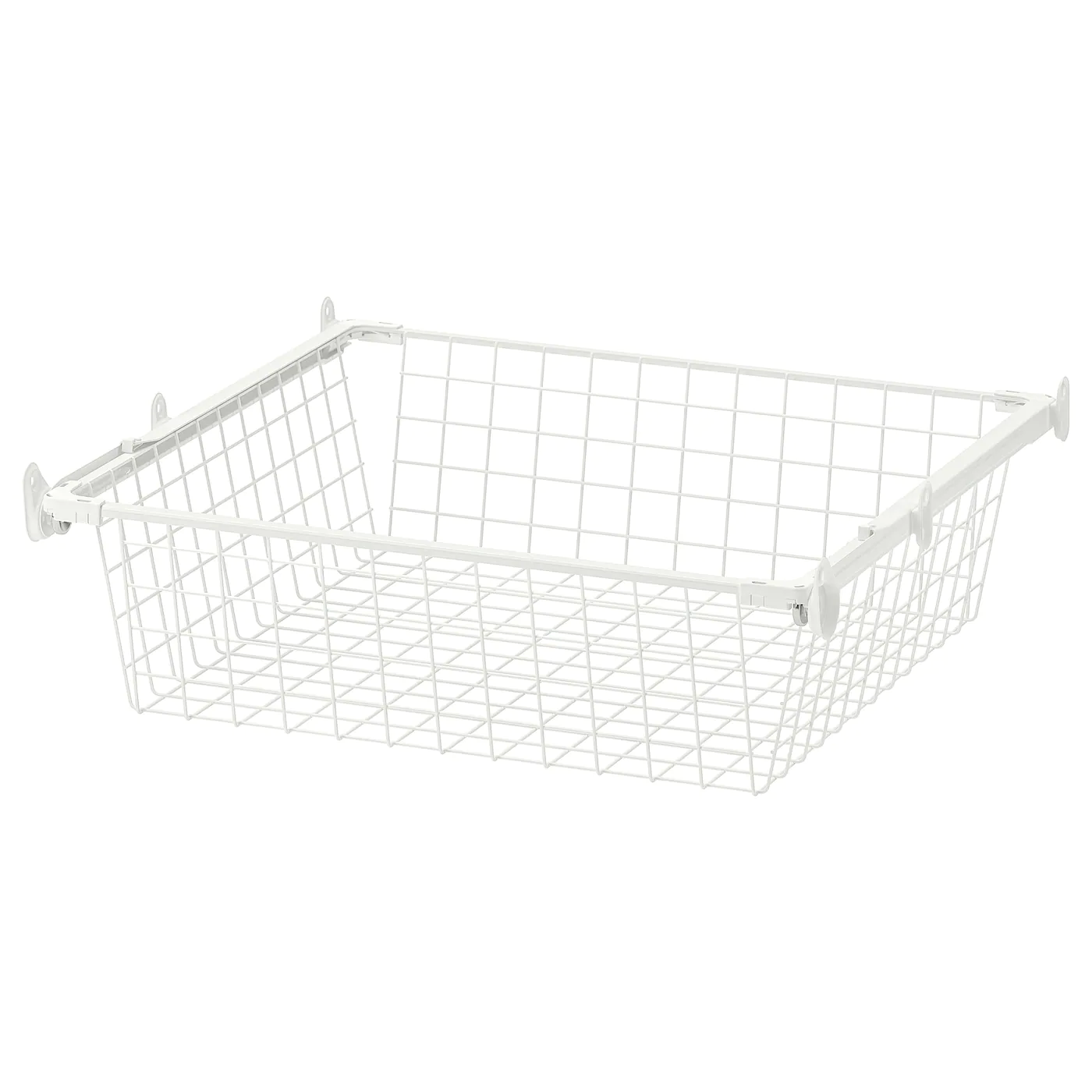 IKEA HJÄLPA Wire Basket With Pullout Rail White 23 5/8x21 5/8 "