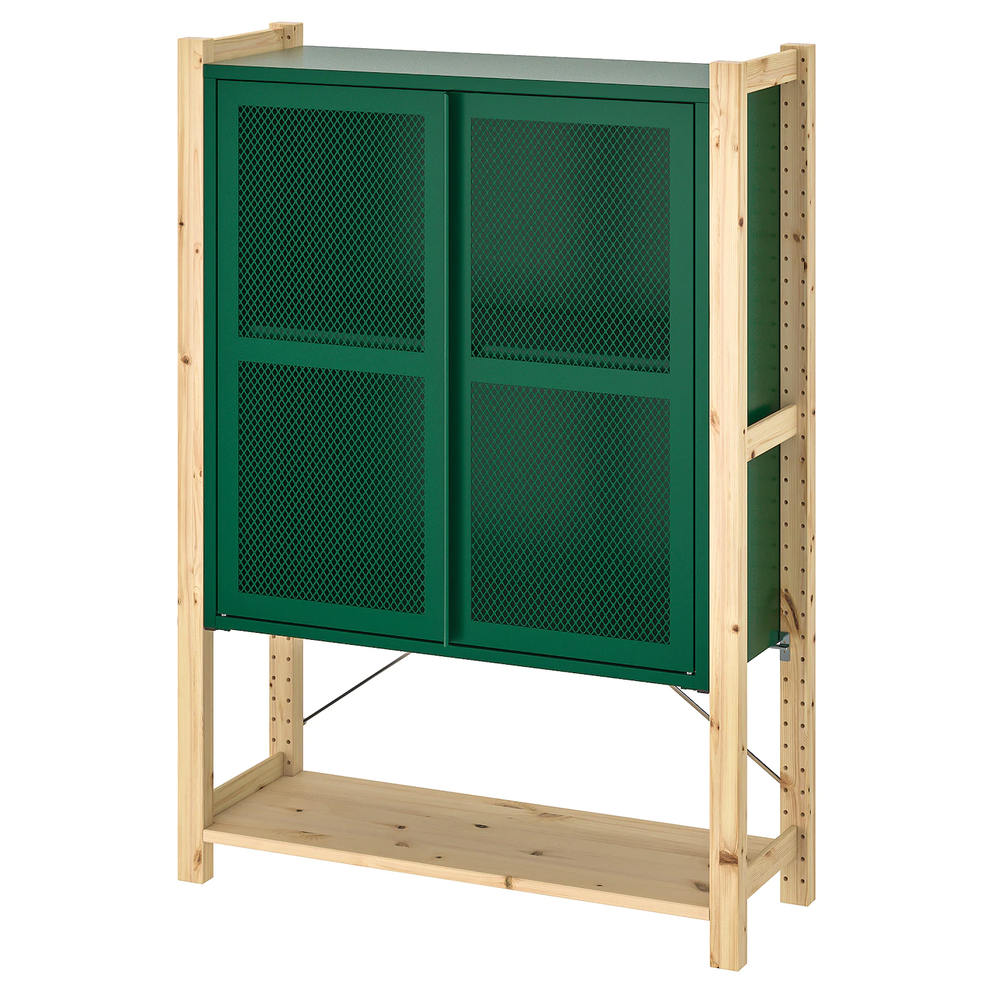 IKEA IVAR 1 Section/shelves/cabinet Pine/green Mesh 35x11 3/4x48 7/8 "