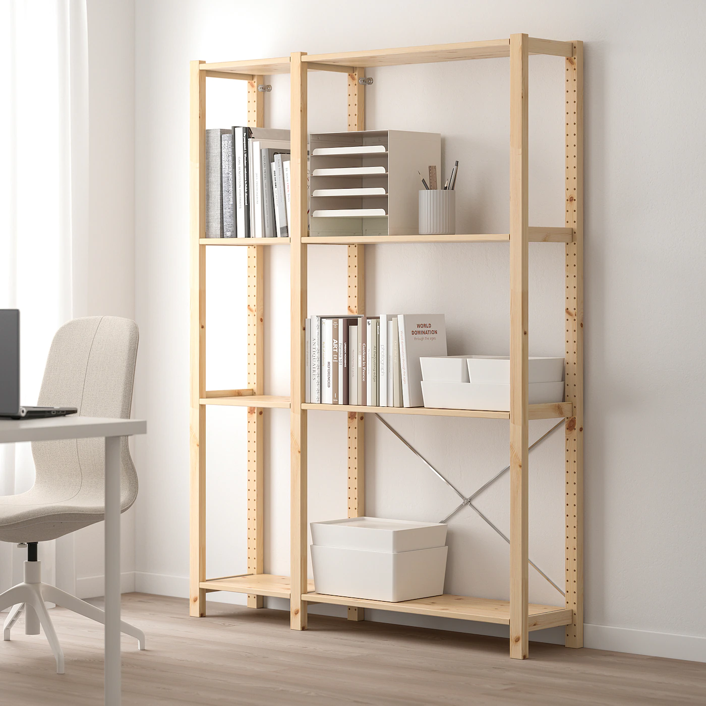 IKEA IVAR 2 Section Shelving Unit Pine 52 3/4x11 3/4x70 1/2 " 5 IKEA IVAR 2 Section Shelving Unit Pine 52 3/4x11 3/4x70 1/2 " - Image 3