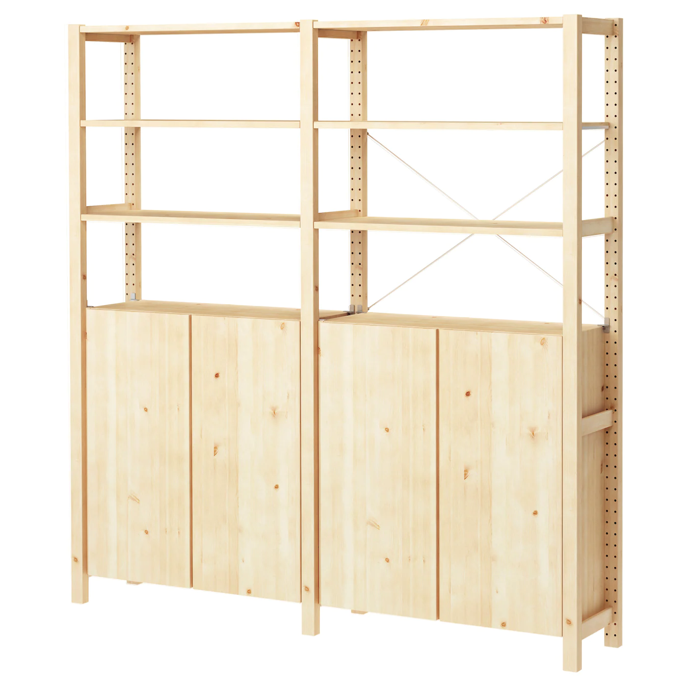 IKEA IVAR 2 Section Shelving Unit W/cabinet Pine 68 1/2x11 3/4x70 1/2 "