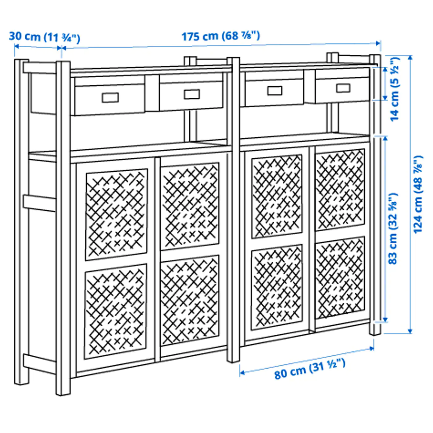 IKEA IVAR 2 Section Storage Unit W/cabinets Pine/gray Mesh 68 7/8x11 3/4x48 7/8 " 7 IKEA IVAR 2 Section Storage Unit W/cabinets Pine/gray Mesh 68 7/8x11 3/4x48 7/8 " - Image 5