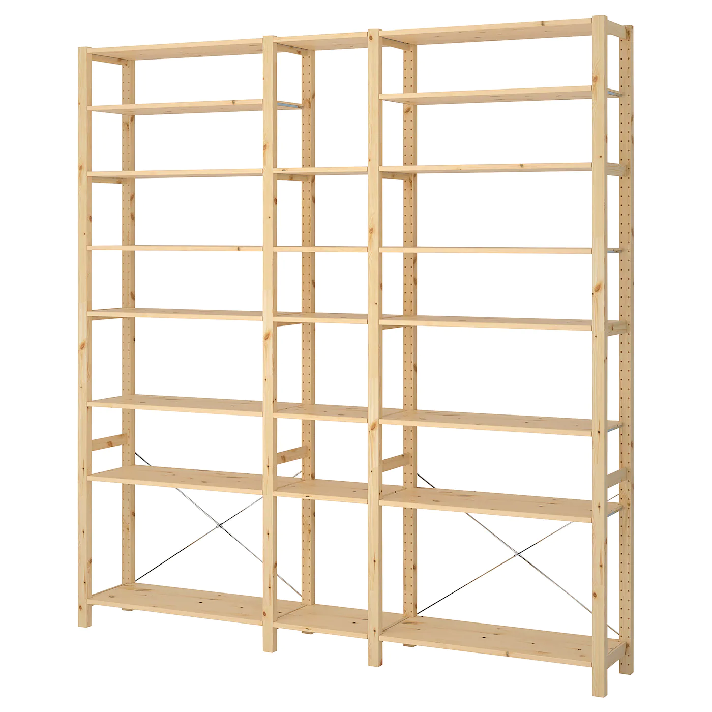 IKEA IVAR 3 Section Shelving Unit Pine 86 1/4x11 3/4x89 "