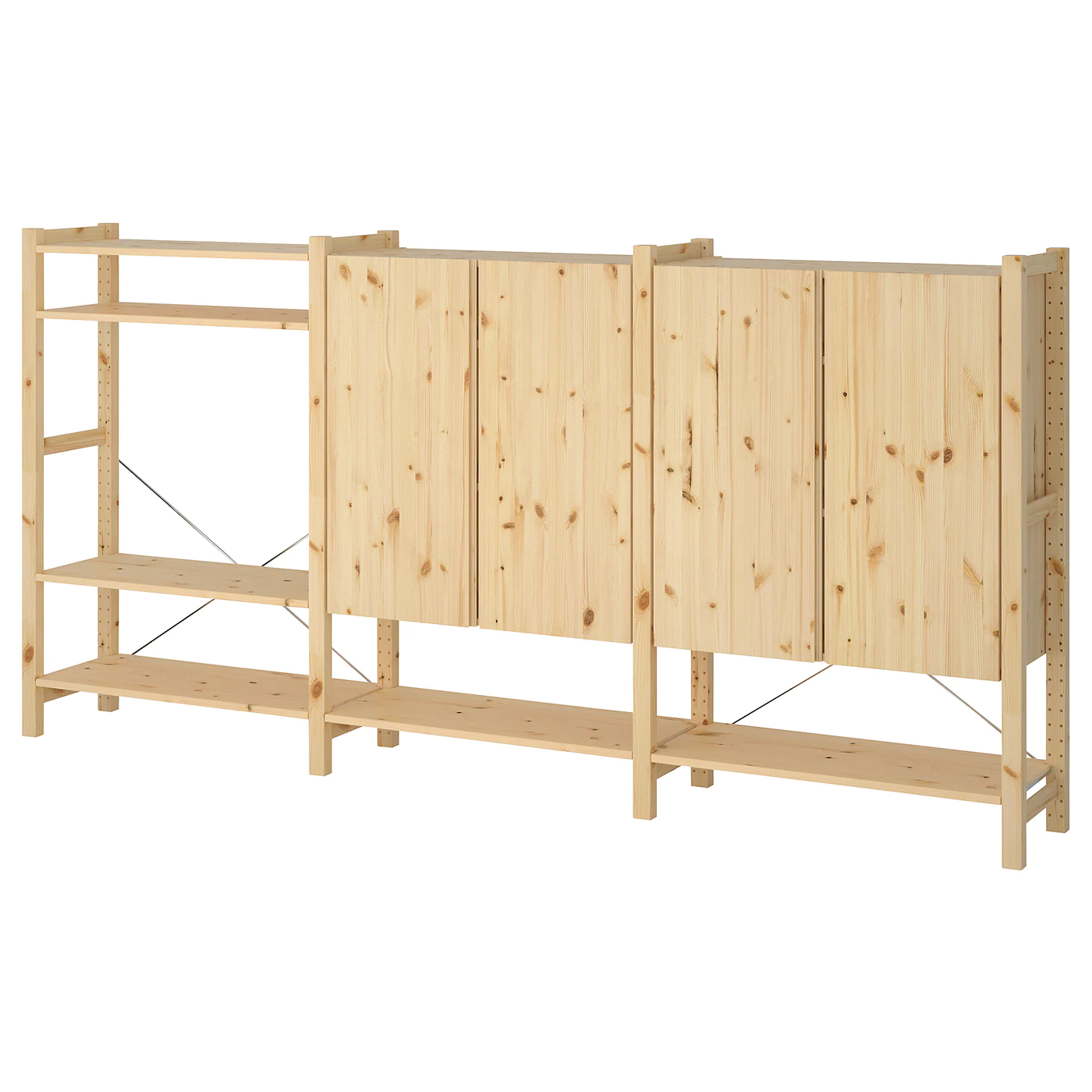 IKEA IVAR 3 Section Shelving Unit W/cabinets Pine 102x11 3/4x48 7/8 " -Ikea Storage solution systems Sales ivar 3 section shelving unit w cabinets pine 0578799 pe669752 s5
