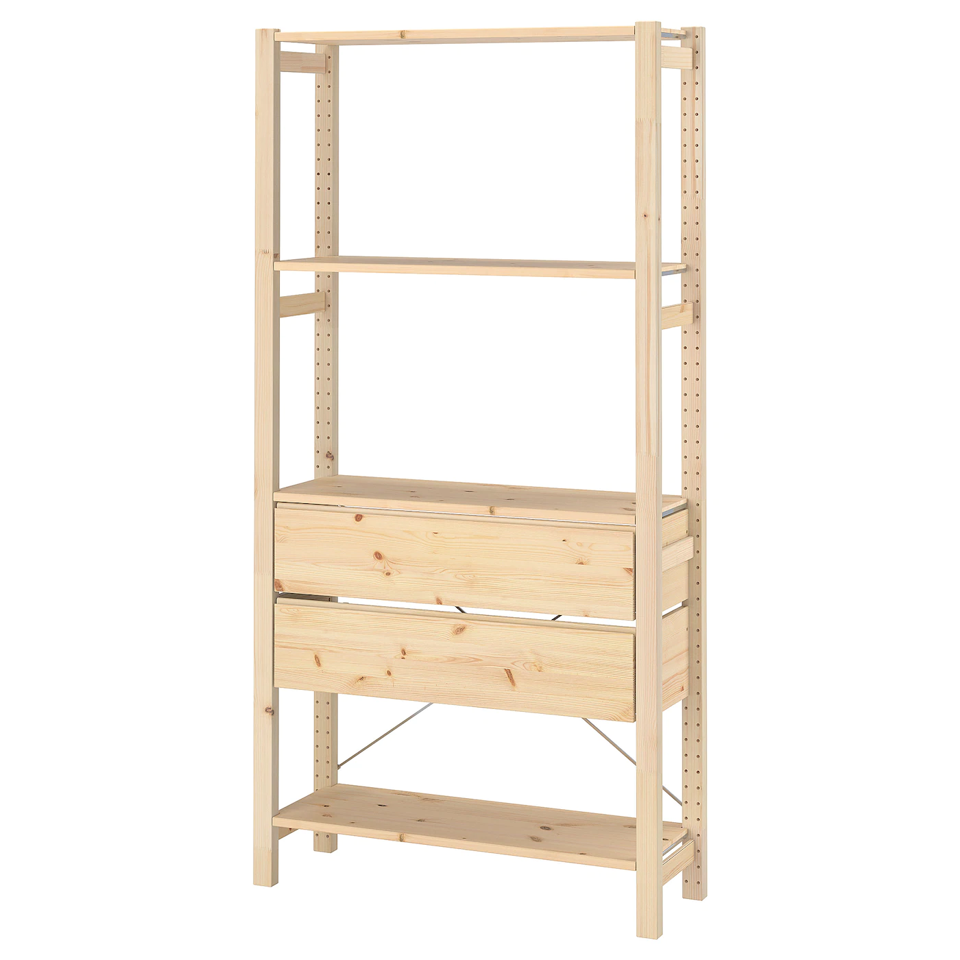IKEA IVAR Shelving Unit With Drawers Pine 35x11 3/4x70 1/2 "