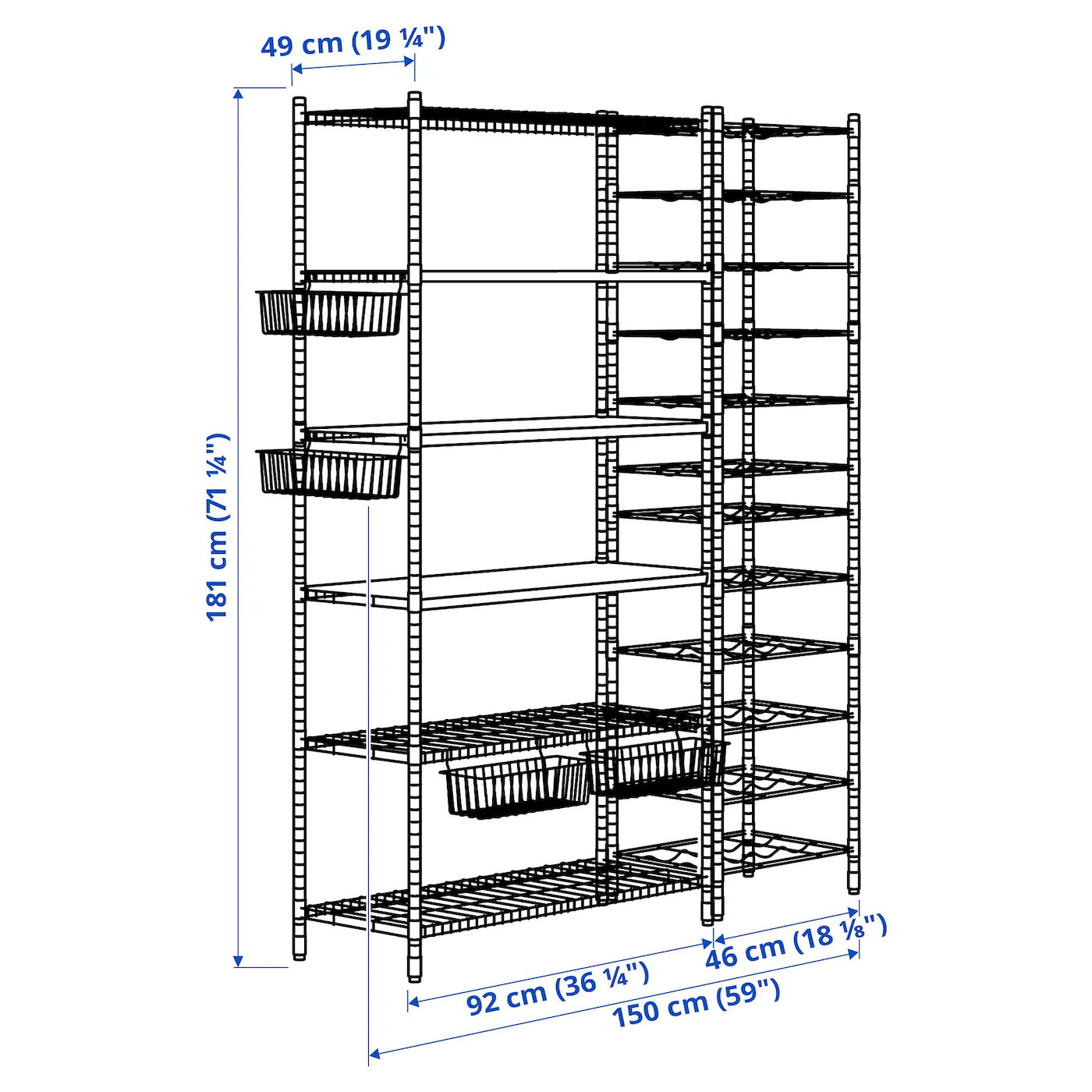 IKEA OMAR 3 Shelf Sections 59x19 1/4x71 1/4 " 8 IKEA OMAR 3 Shelf Sections 59x19 1/4x71 1/4 " - Image 6