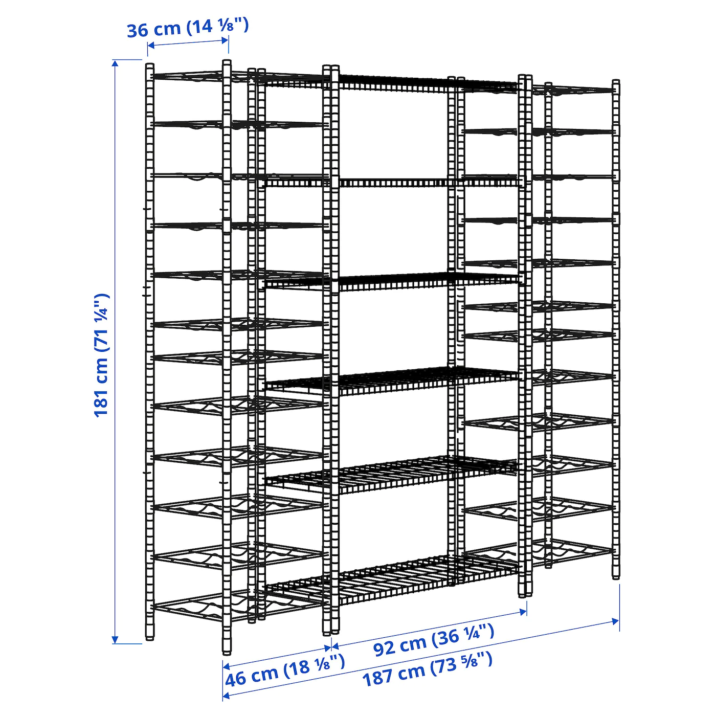IKEA OMAR 3 Shelf Sections 73 5/8x14 1/8x71 1/4 " 8 IKEA OMAR 3 Shelf Sections 73 5/8x14 1/8x71 1/4 " - Image 6
