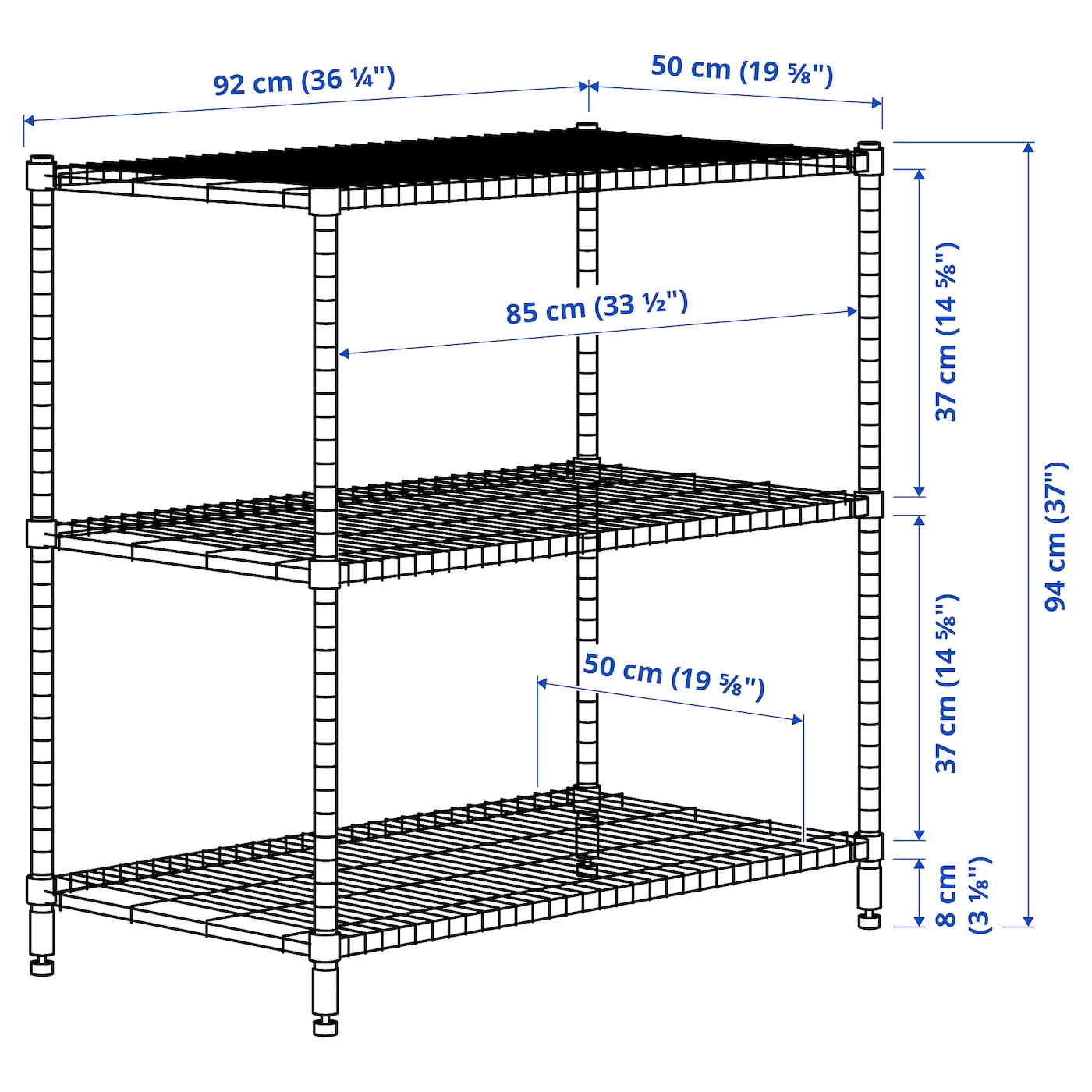 IKEA OMAR Shelf Unit Galvanized 36 1/4x19 5/8x37 " 7 IKEA OMAR Shelf Unit Galvanized 36 1/4x19 5/8x37 " - Image 5