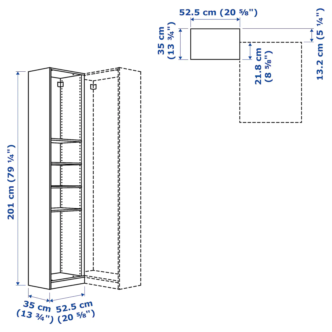 IKEA PAX Addon Corner Unit With 4 Shelves White 20 7/8x13 3/4x79 1/8 " 5 IKEA PAX Addon Corner Unit With 4 Shelves White 20 7/8x13 3/4x79 1/8 " - Image 3
