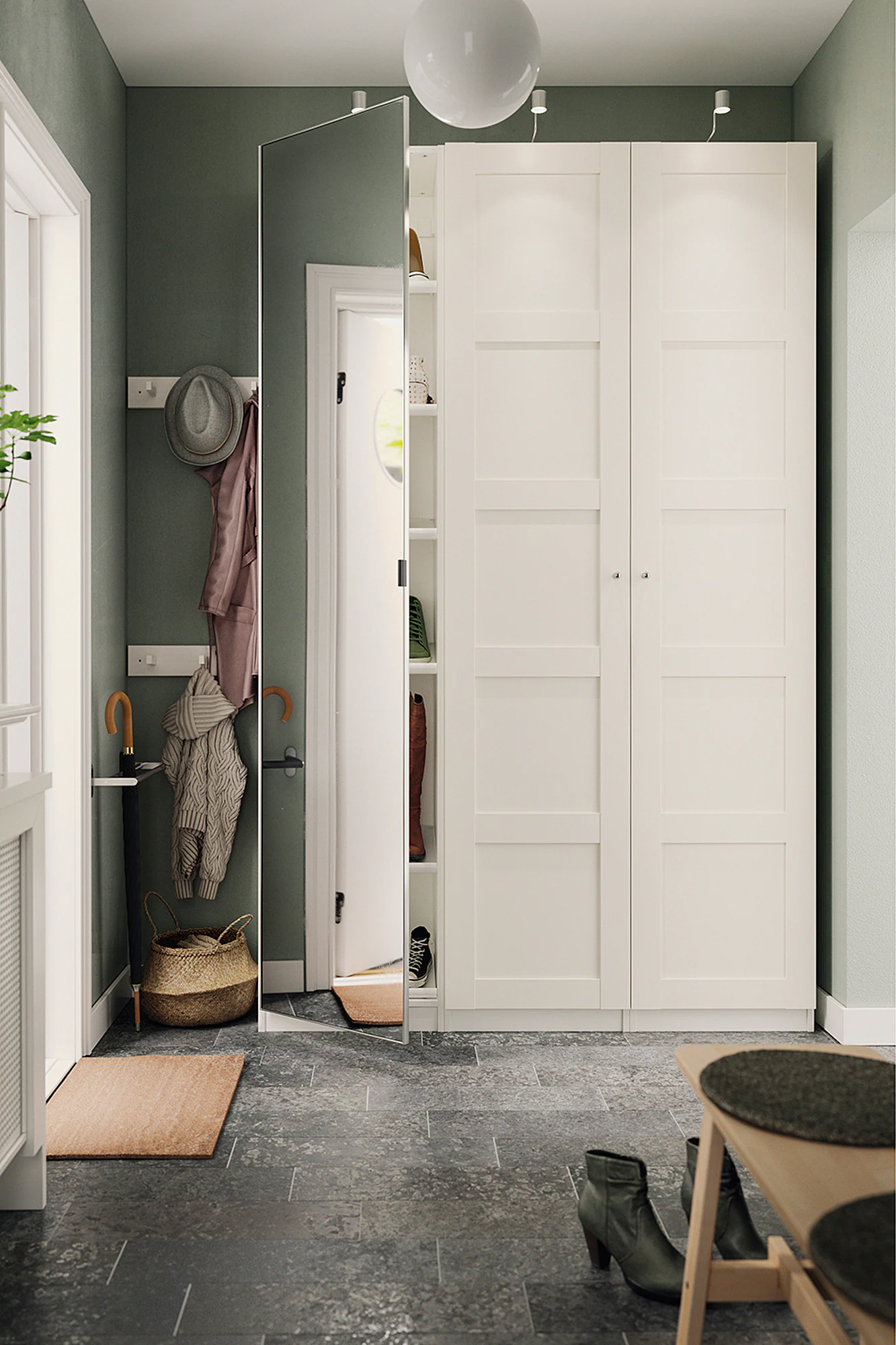 IKEA PAX / BERGSBO/VIKEDAL Wardrobe Combination White/mirror Glass 59x15x79 1/4 " 4 IKEA PAX / BERGSBO/VIKEDAL Wardrobe Combination White/mirror Glass 59x15x79 1/4 " - Image 2