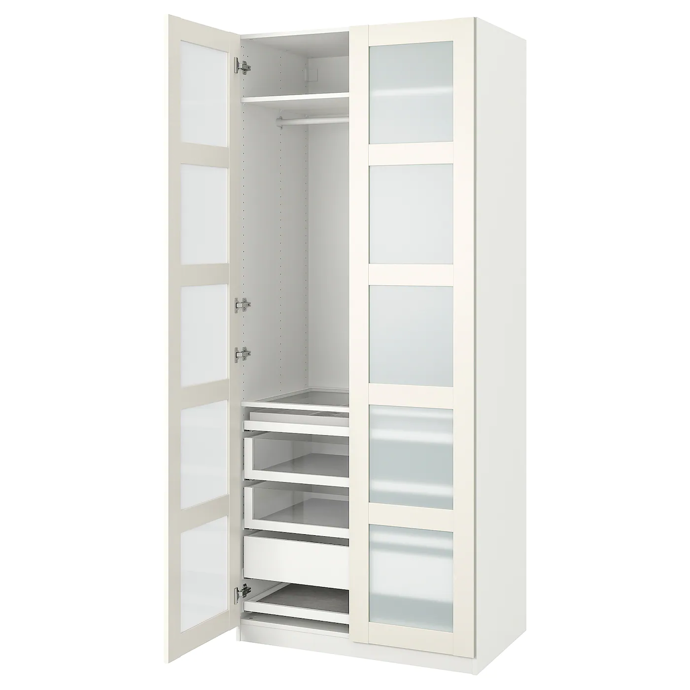 IKEA PAX / BERGSBO Wardrobe Combination White/frosted Glass 39 3/8x23 5/8x93 1/8 " 2 IKEA PAX / BERGSBO Wardrobe Combination White/frosted Glass 39 3/8x23 5/8x93 1/8 " -Ikea Storage solution systems Sales pax bergsbo wardrobe combination white frosted glass 0820682 pe775106 s5