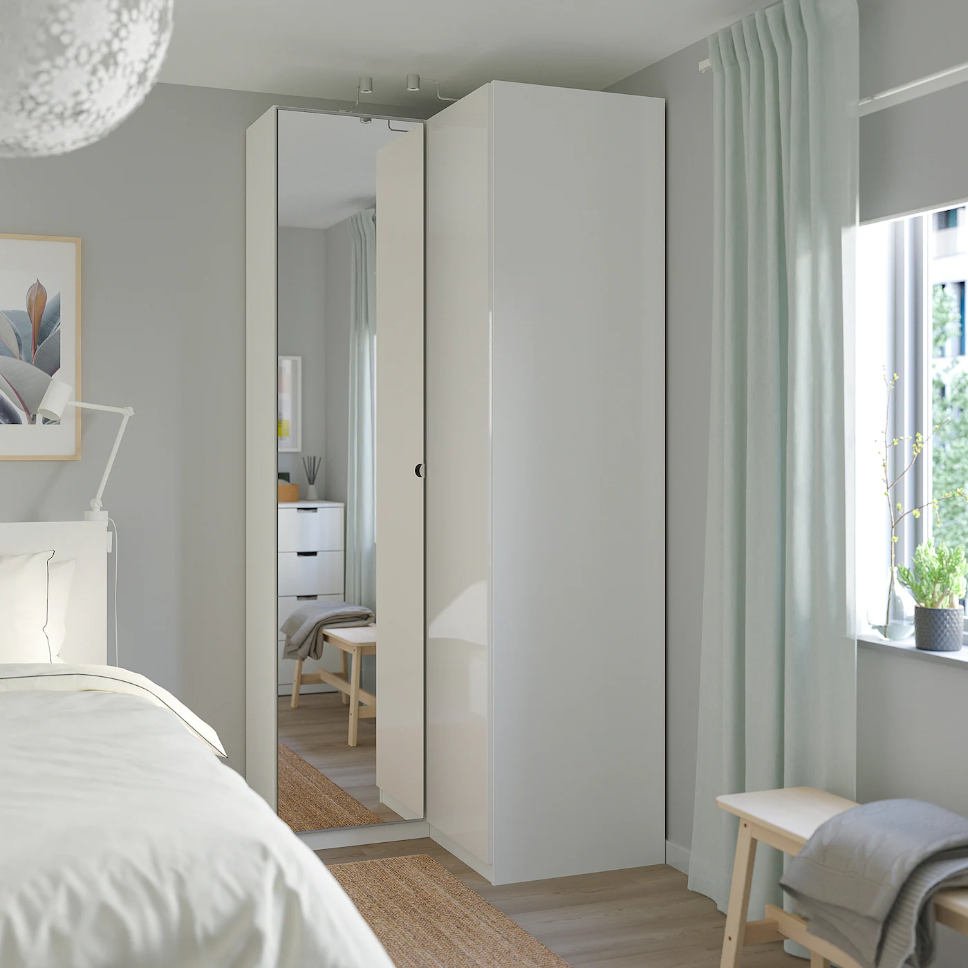 IKEA PAX Corner Wardrobe White/Fardal Vikedal 43 1/2/34 5/8x93 1/8 " 4 IKEA PAX Corner Wardrobe White/Fardal Vikedal 43 1/2/34 5/8x93 1/8 " - Image 2