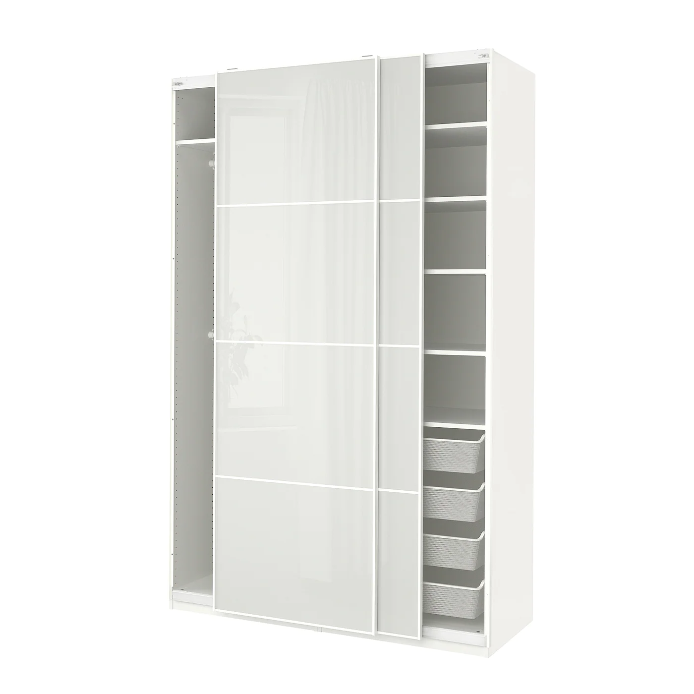 IKEA PAX / HOKKSUND Wardrobe White/highgloss Light Gray 59x26x93 1/8 " -Ikea Storage solution systems Sales pax hokksund wardrobe white high gloss light gray 1080116 pe857883 s5