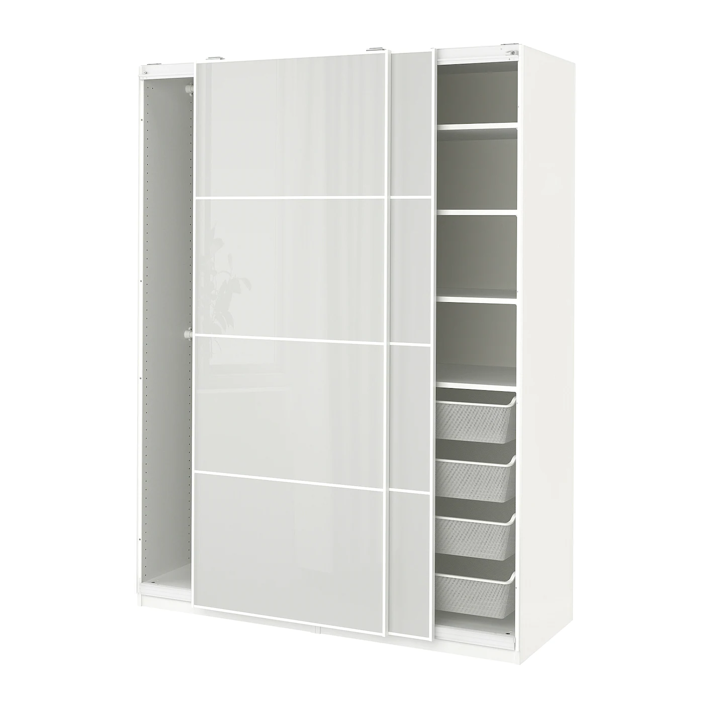IKEA PAX / HOKKSUND Wardrobe White/highgloss Light Gray 59x26x79 1/4 " -Ikea Storage solution systems Sales pax hokksund wardrobe white high gloss light gray 1080117 pe857882 s5