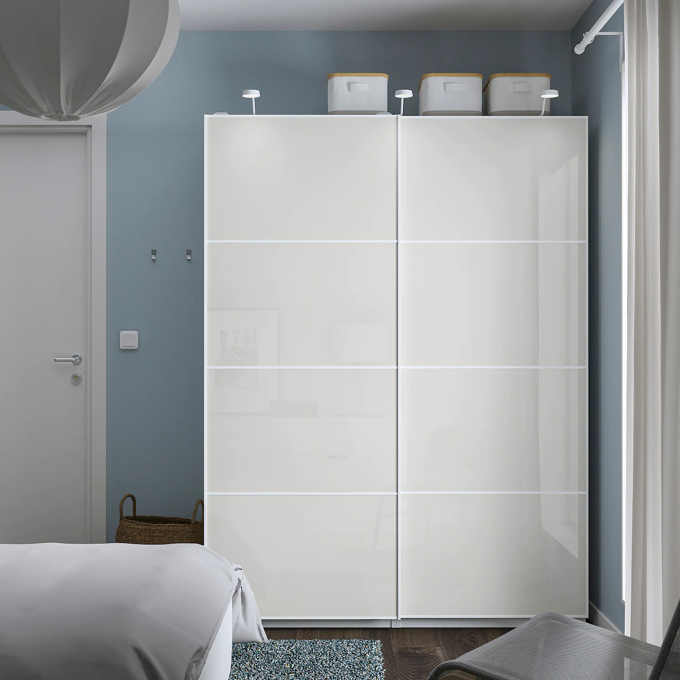 IKEA PAX / HOKKSUND Wardrobe White/highgloss Light Gray 59x26x79 1/4 " 4 IKEA PAX / HOKKSUND Wardrobe White/highgloss Light Gray 59x26x79 1/4 " - Image 2