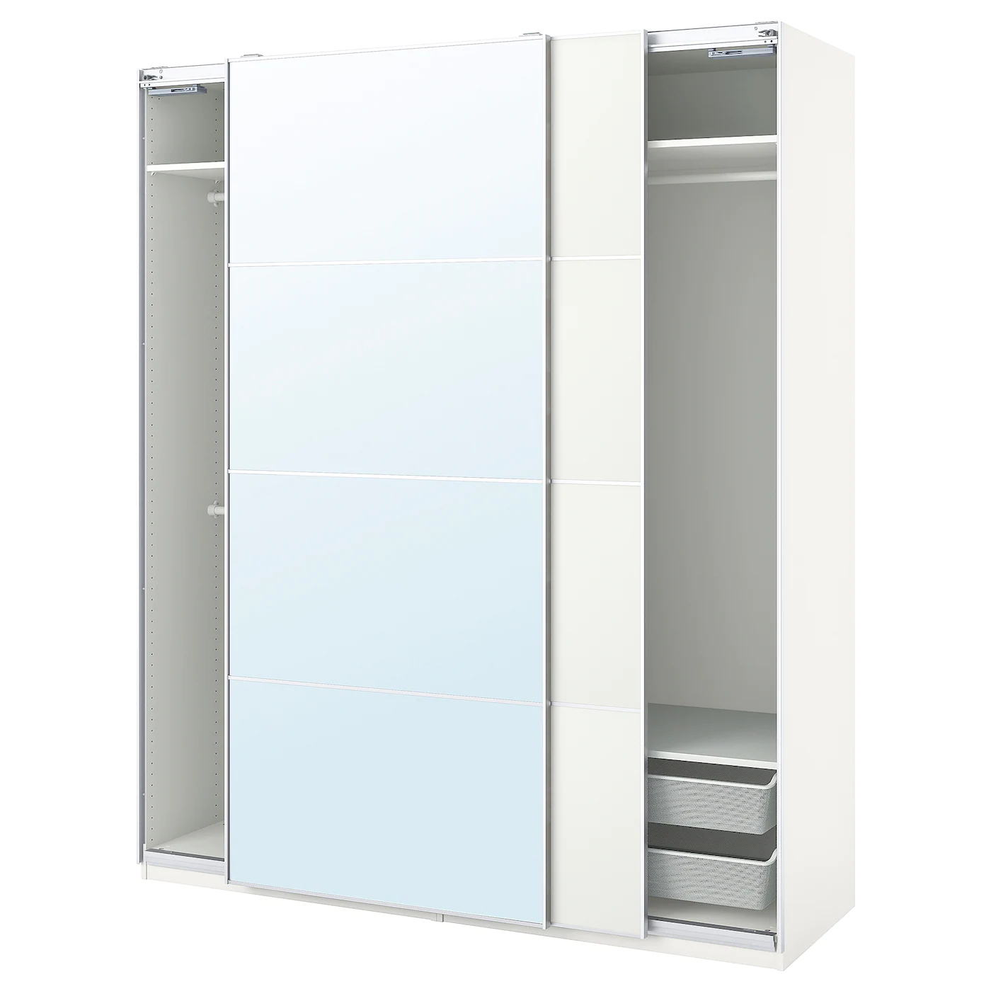 IKEA PAX / MEHAMN/AULI Wardrobe Combination Double Sided White/mirror Glass 78 3/4x26x93 1/8 "